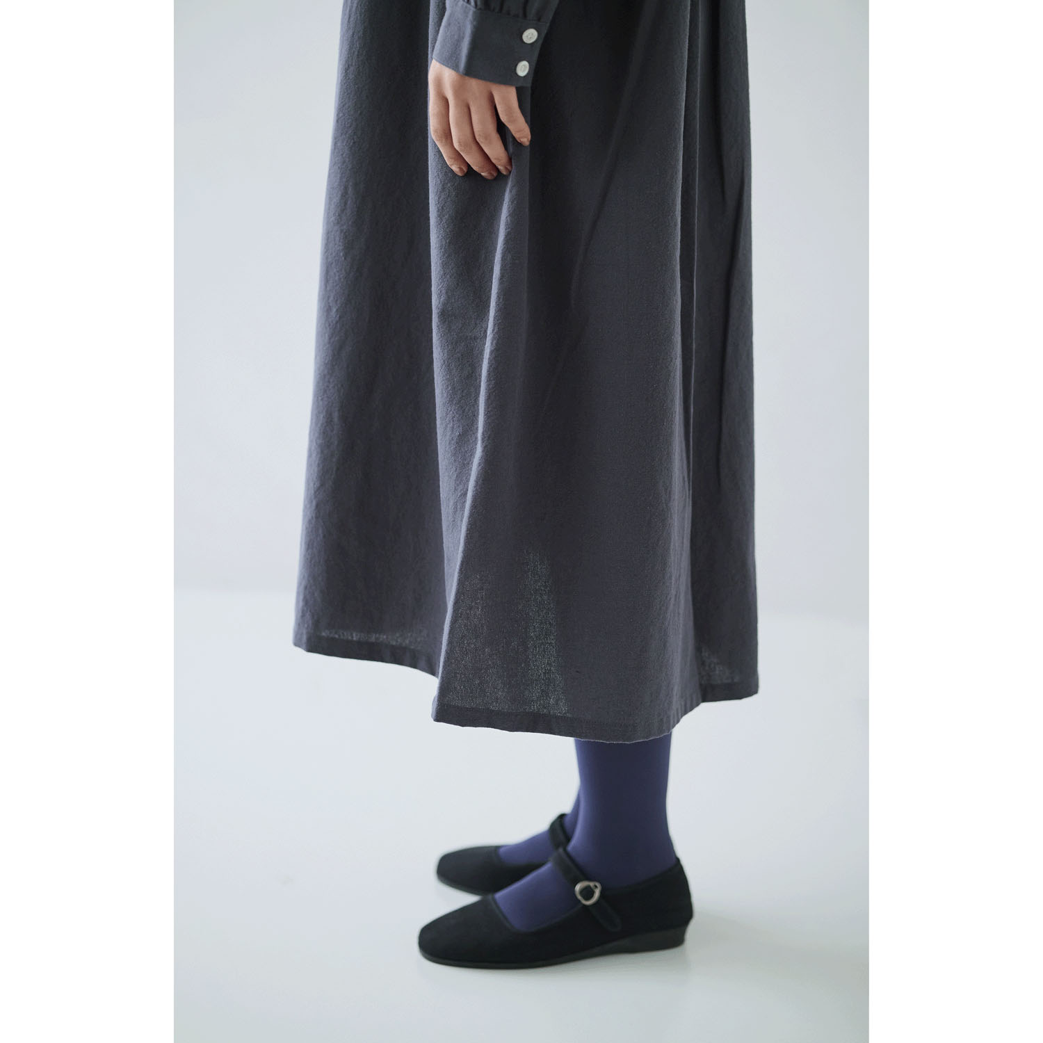 cloudnine ノンノ ネック配色ギャザー入りフレアワンピース - 画像11