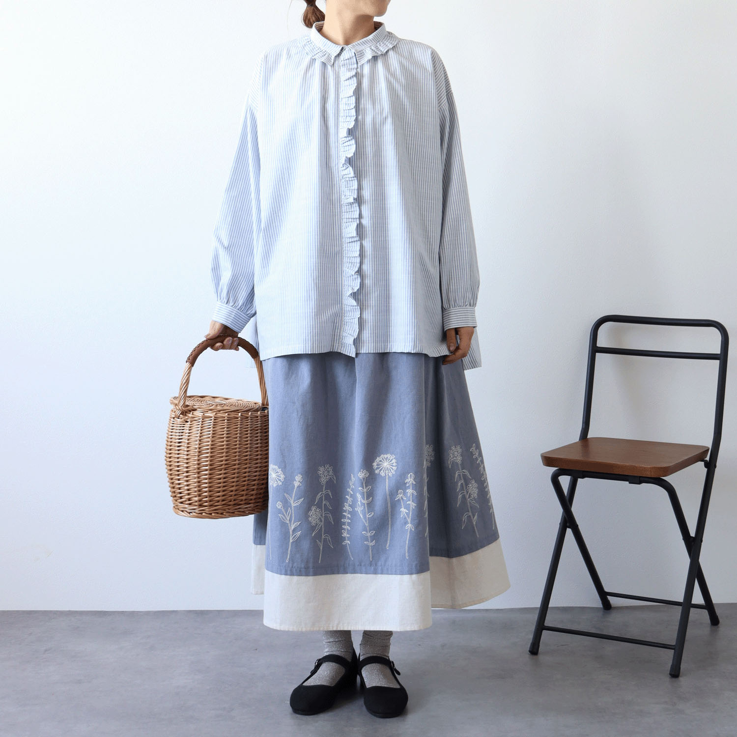 cloudnine ノンノ 刺繍入り裾レイヤード風スカート - 画像17