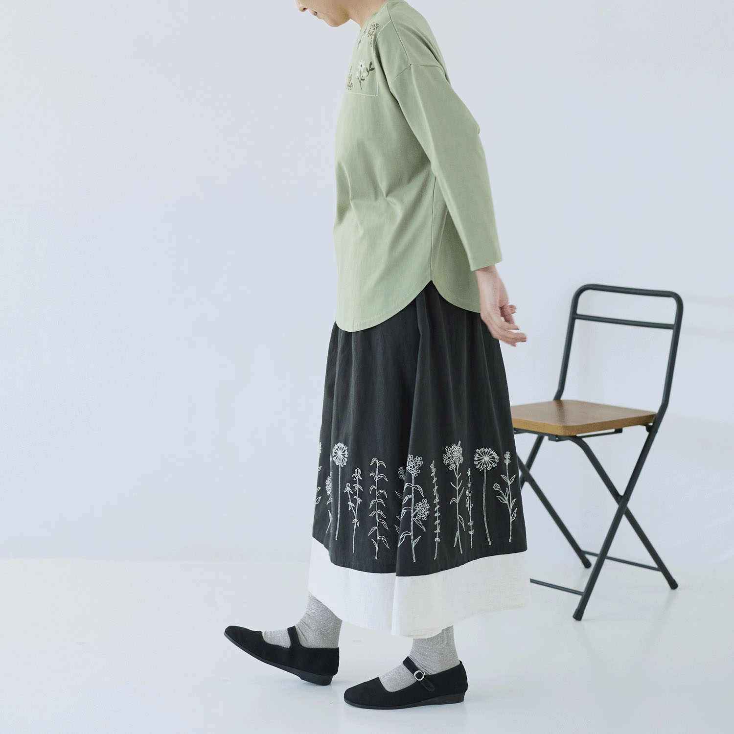 cloudnine ノンノ 刺繍入り裾レイヤード風スカート - 画像10