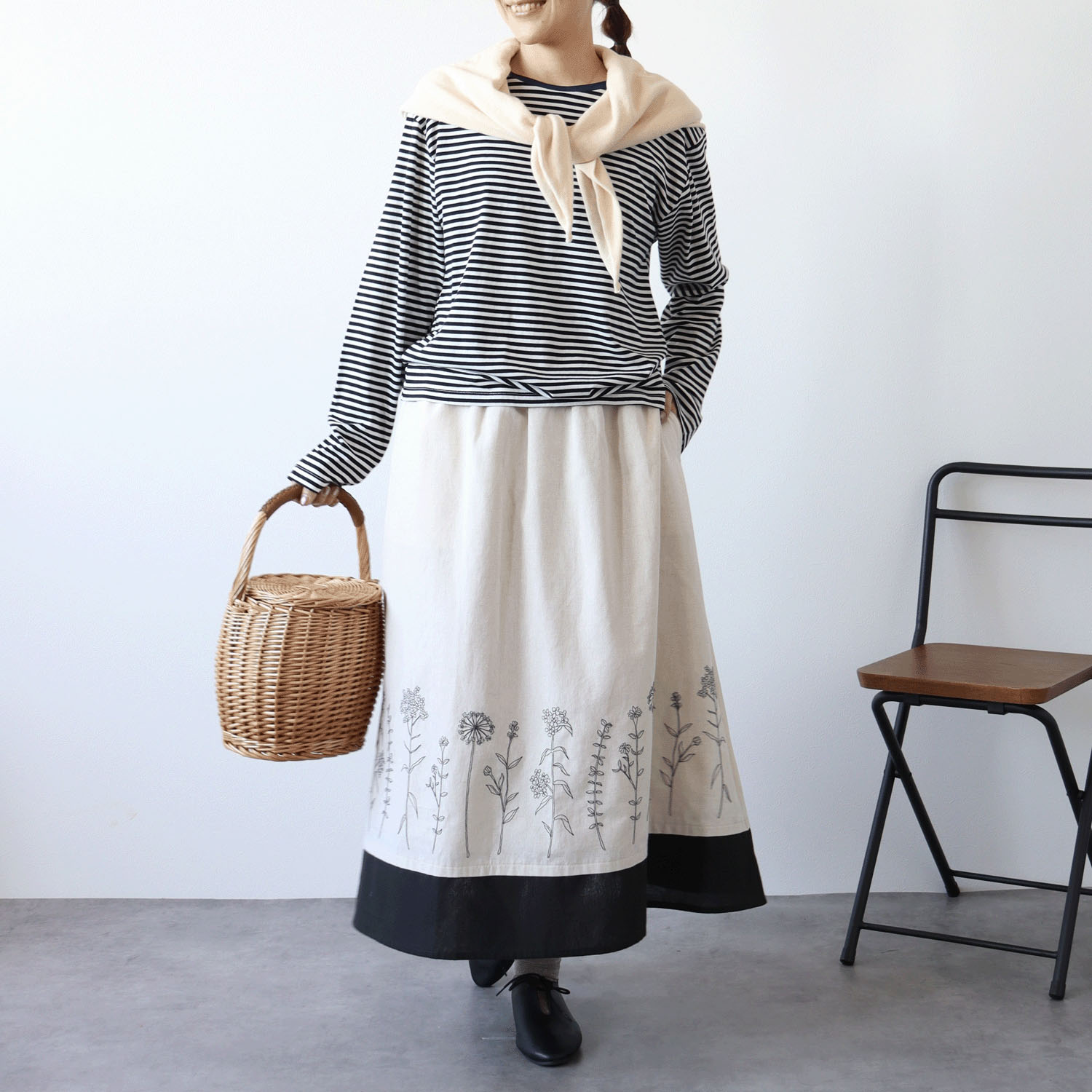 cloudnine ノンノ 刺繍入り裾レイヤード風スカート - 画像1