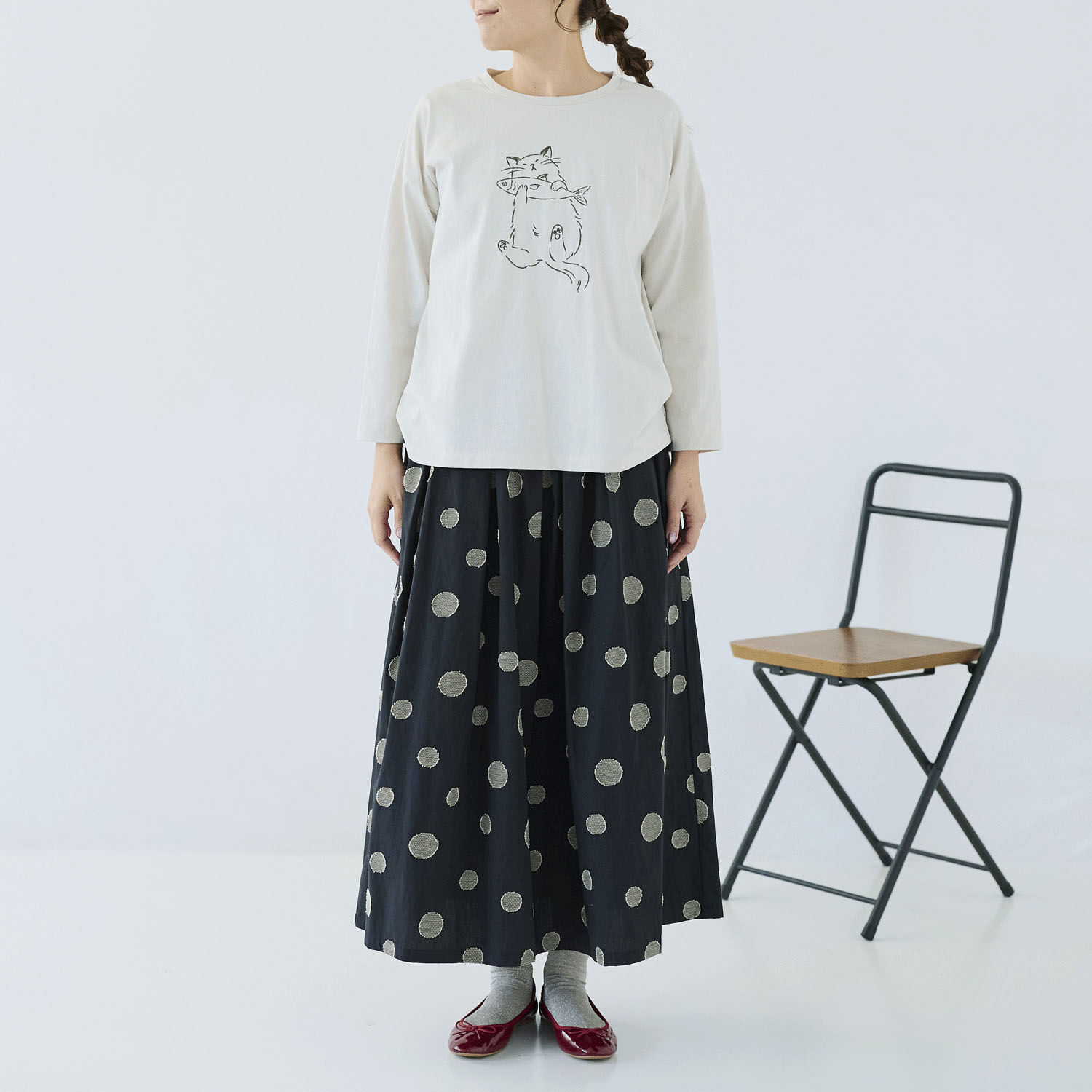 cloudnine ノンノ ネコ刺繍入りカットソー - 画像3