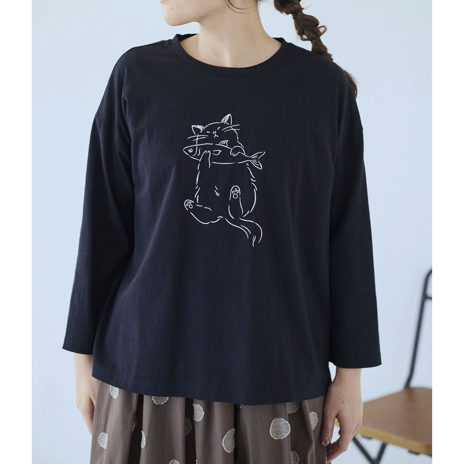 cloudnine ノンノ ネコ刺繍入りカットソー - 画像7