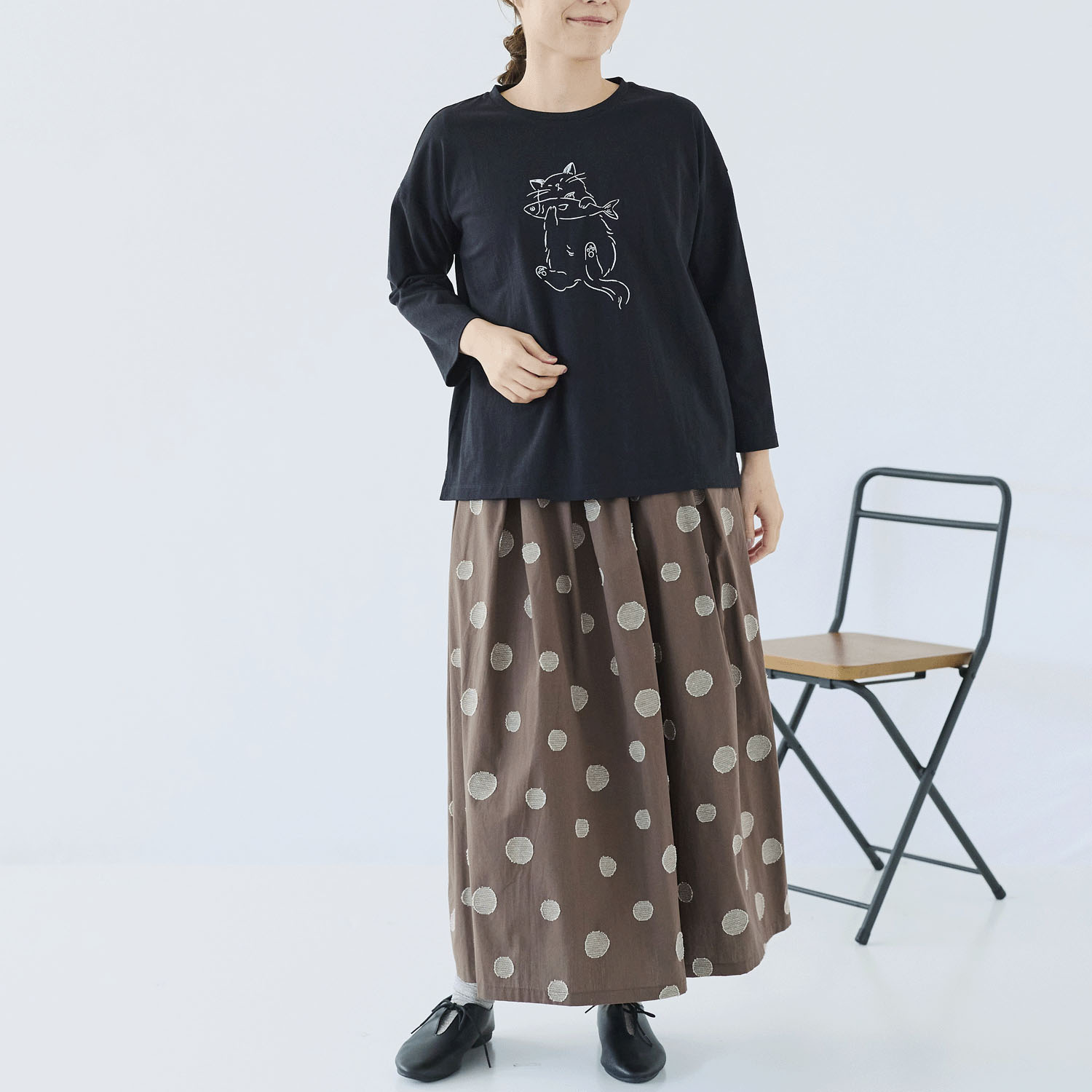 cloudnine ノンノ ネコ刺繍入りカットソー - 画像8