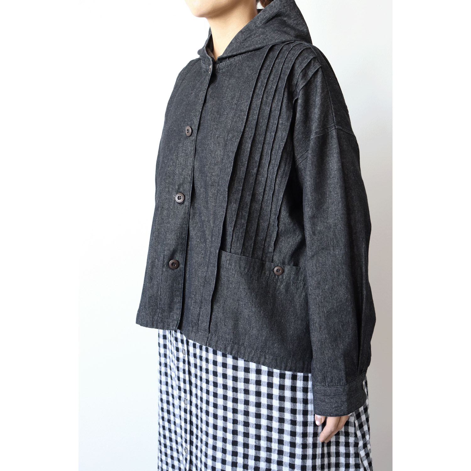 cloudnine ノンノ フード付きデニムショートアウター - 画像3