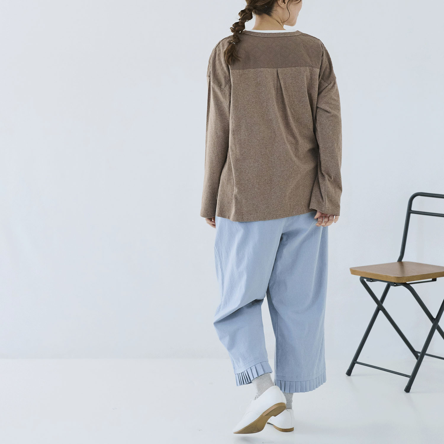 cloudnine ノンノ 刺繍切替ノーカラーカーディガン - 画像4