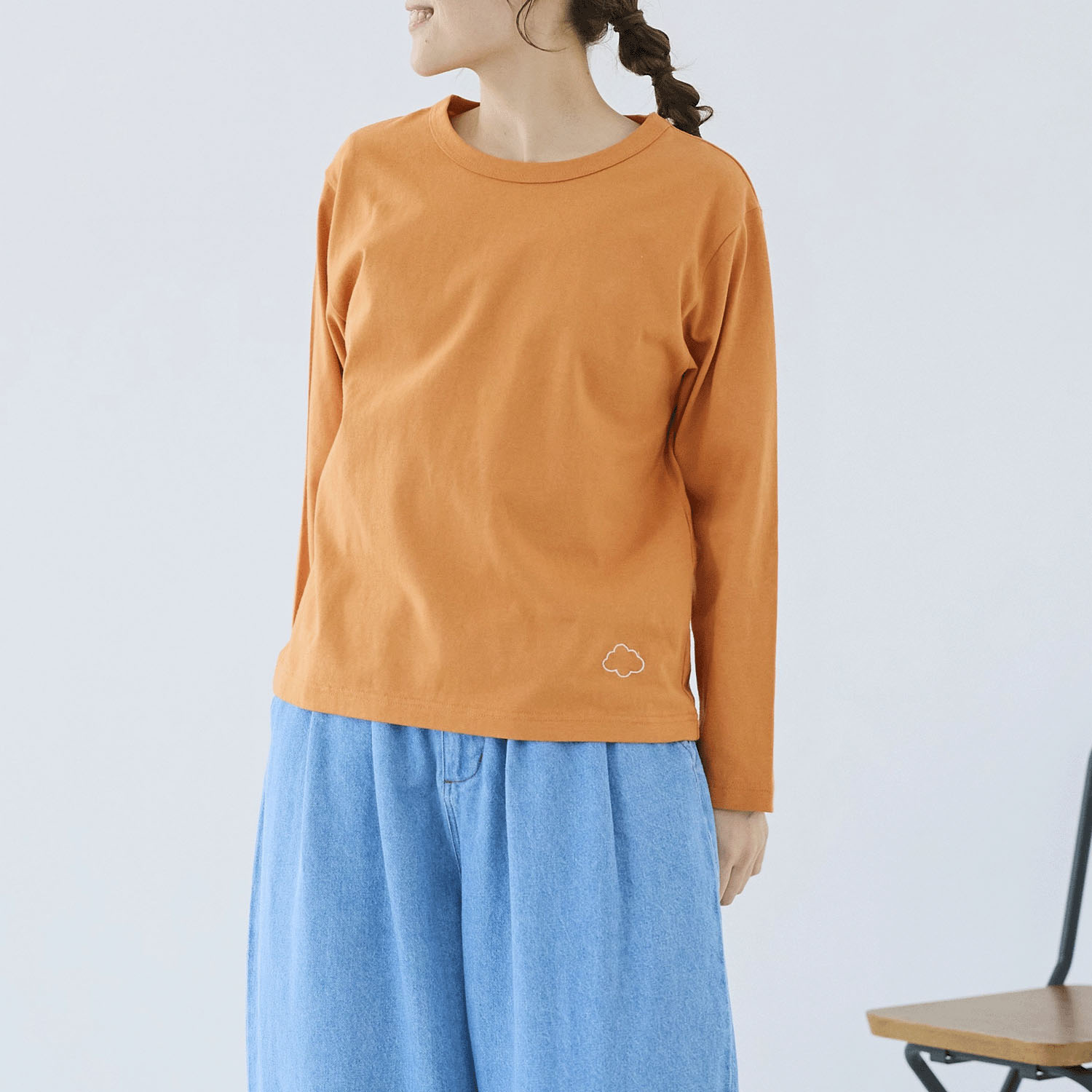 cloudnine ノンノ USAコットン雲刺繍カットソー