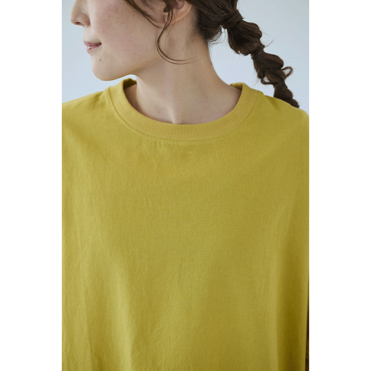 cloudnine ノンノ  綿麻レーヨン布帛×リブ切替5分袖ブラウス - 画像12