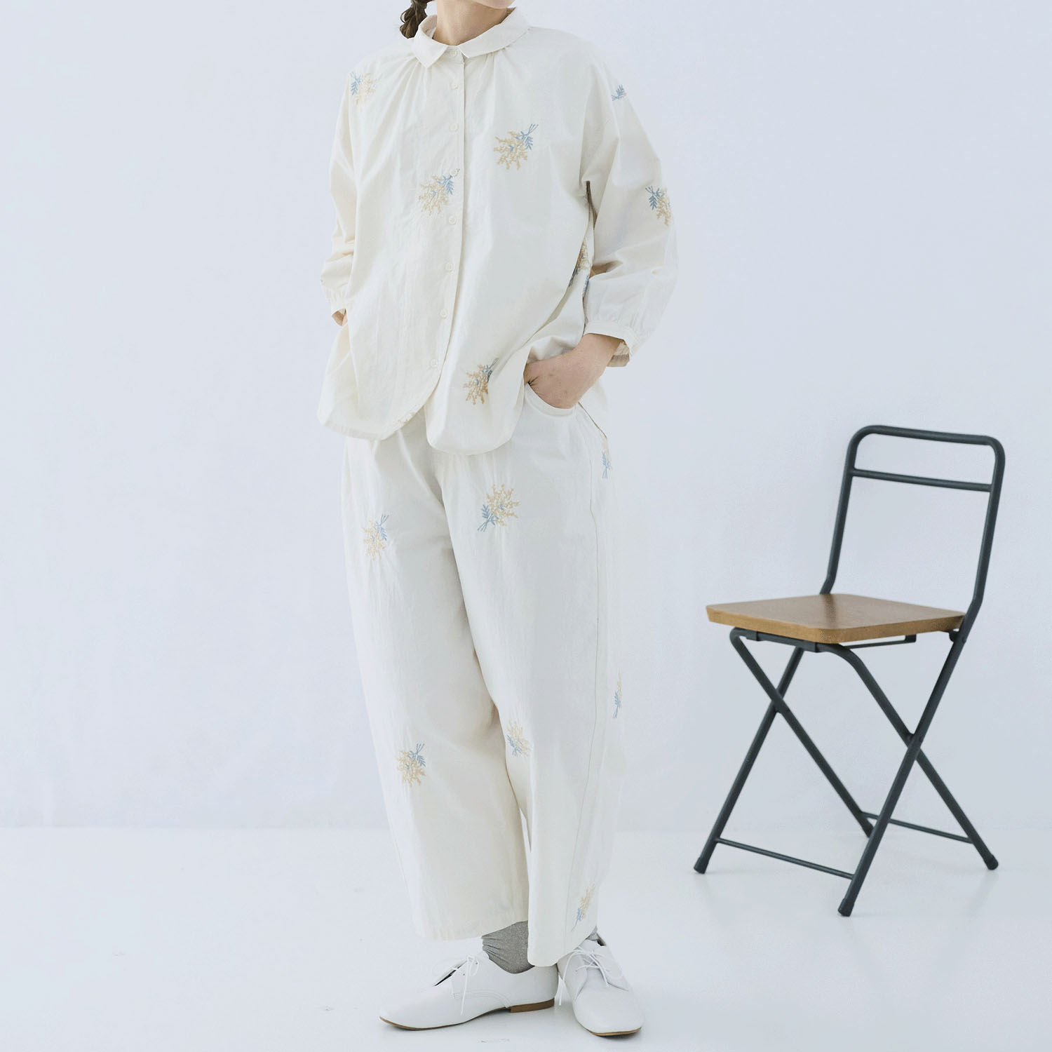 cloudnine ノンノ ミモザ刺繍7分袖ブラウス - 画像5