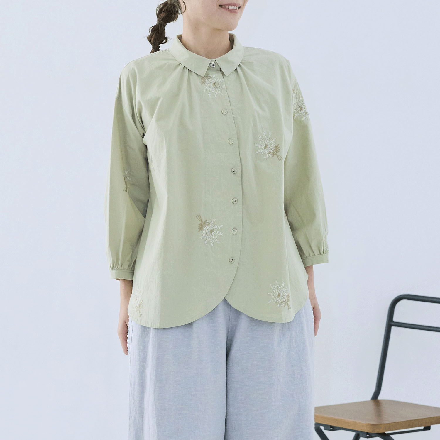 cloudnine ノンノ ミモザ刺繍7分袖ブラウス - 画像1