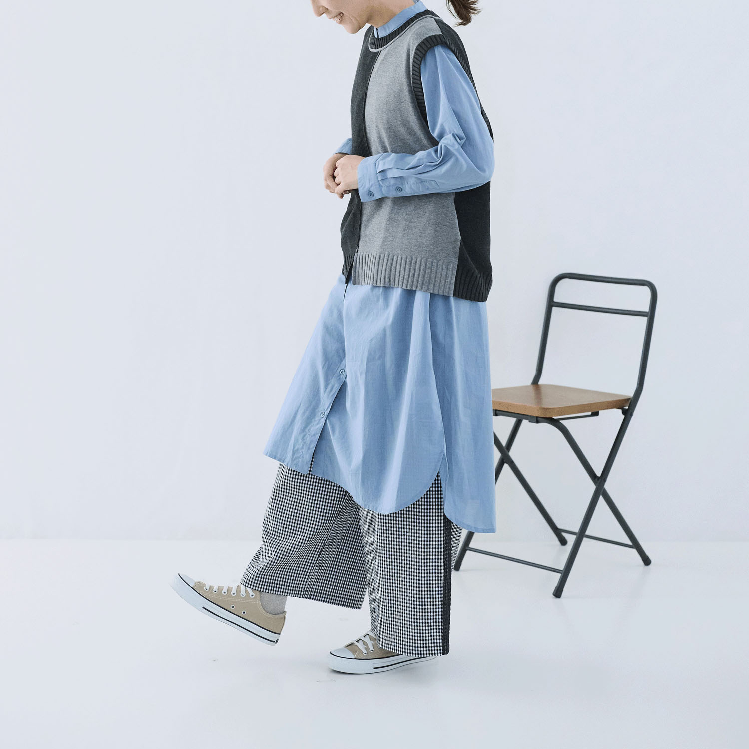 cloudnine ノンノ 麻調タッチ 配色コンビ ニットベスト - 画像2