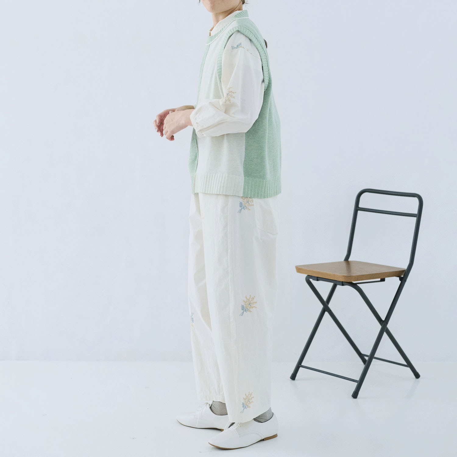 cloudnine ノンノ 麻調タッチ 配色コンビ ニットベスト - 画像11