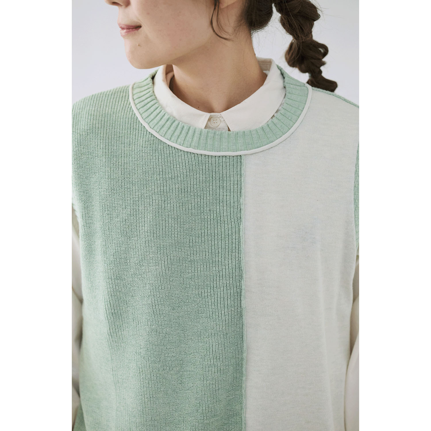 cloudnine ノンノ 麻調タッチ 配色コンビ ニットベスト - 画像13