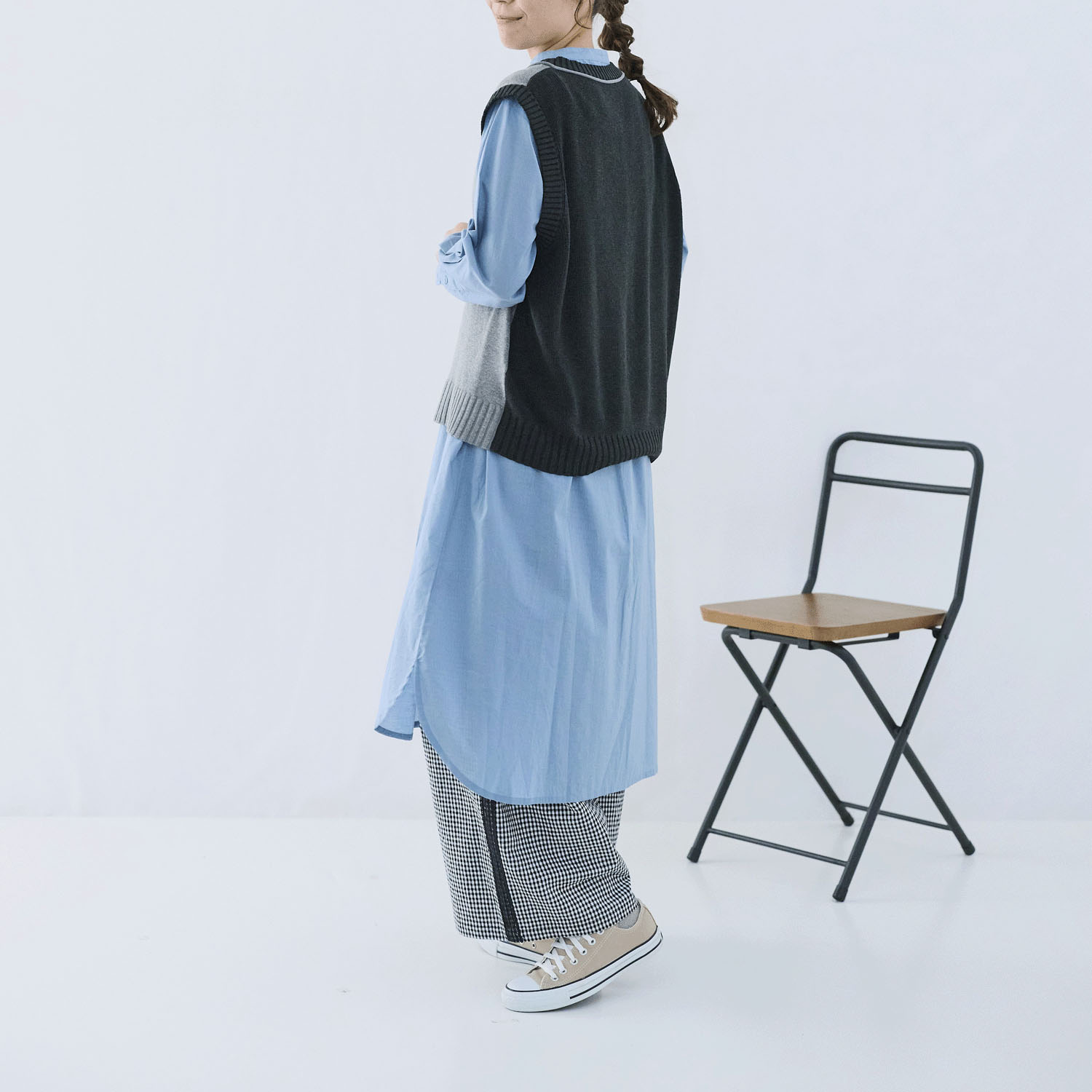 cloudnine ノンノ 麻調タッチ 配色コンビ ニットベスト - 画像3