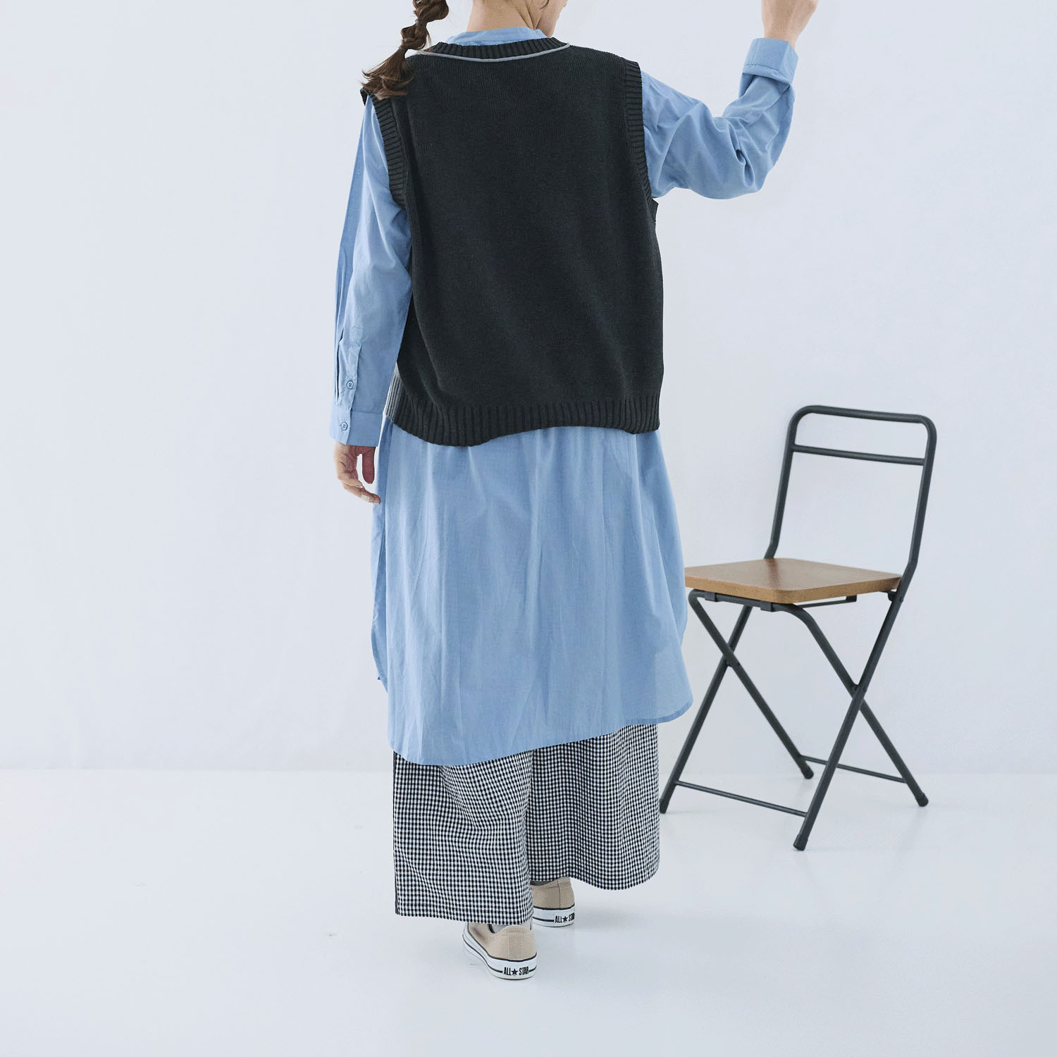 cloudnine ノンノ 麻調タッチ 配色コンビ ニットベスト - 画像4