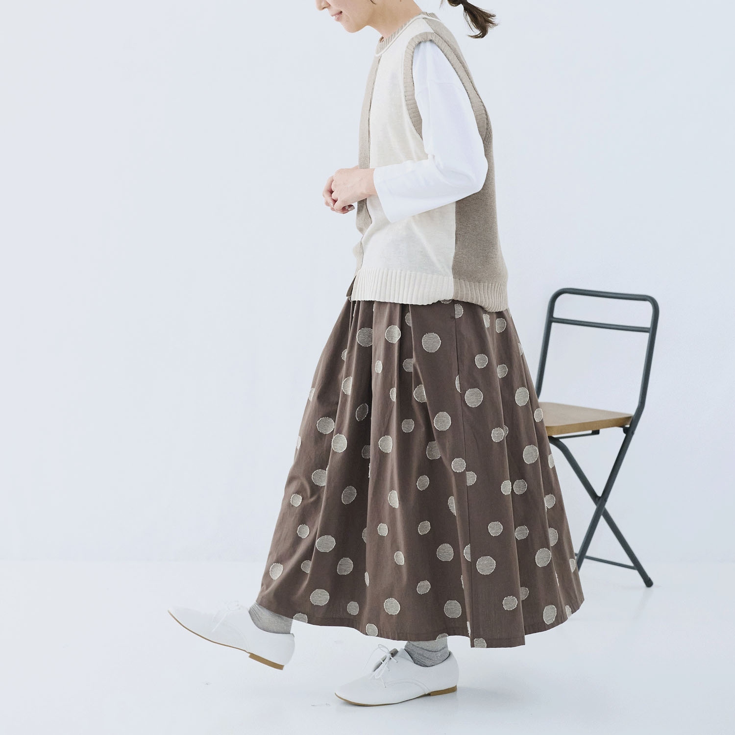 cloudnine ノンノ 麻調タッチ 配色コンビ ニットベスト - 画像6