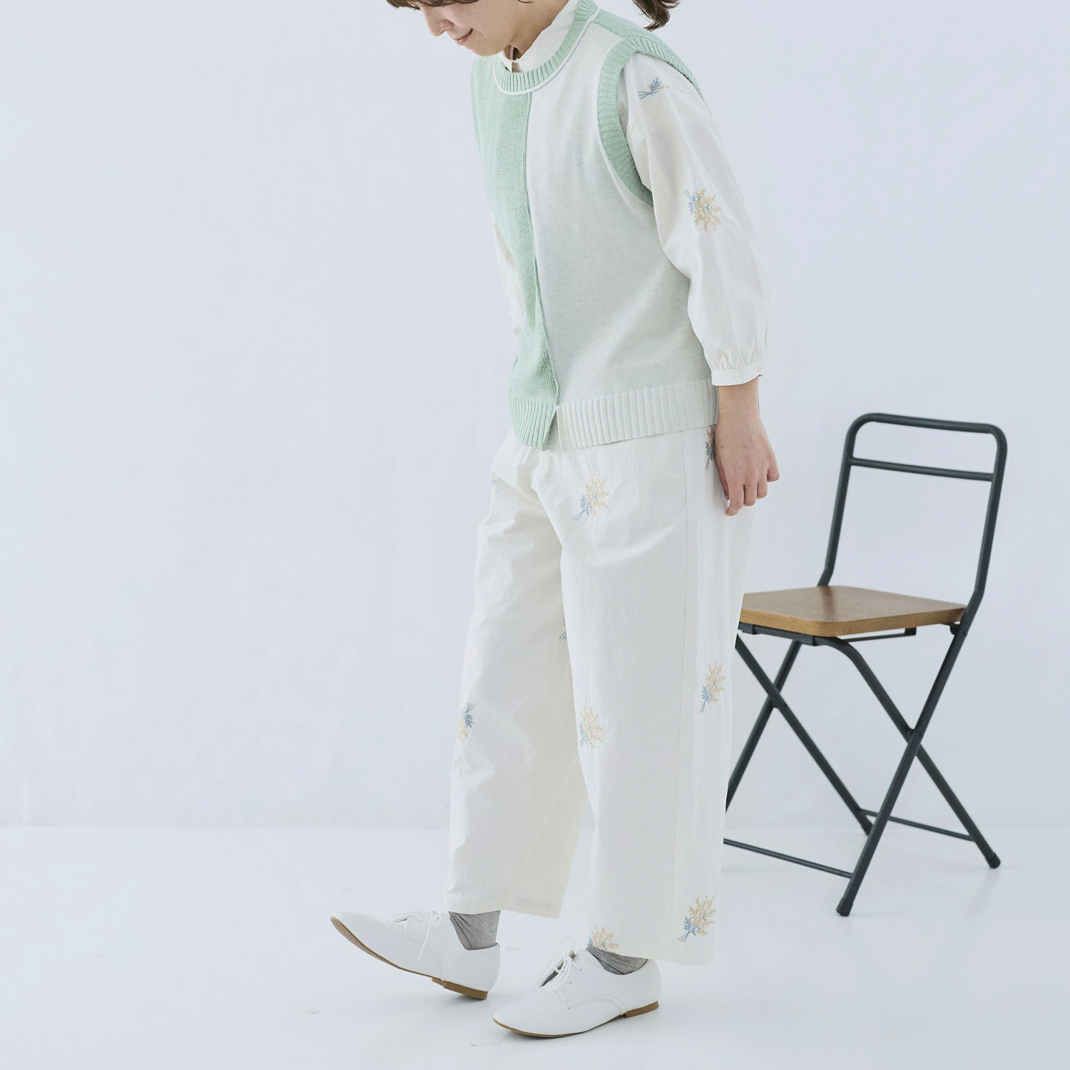 cloudnine ノンノ 麻調タッチ 配色コンビ ニットベスト - 画像10