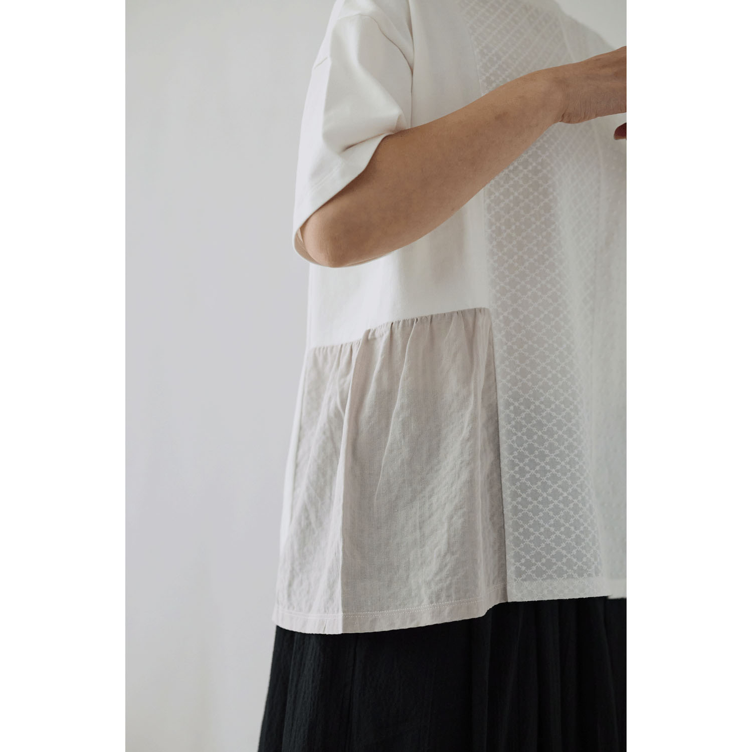 cloudnine ノンノ パッチワーク切替五分袖カットソー - 画像11