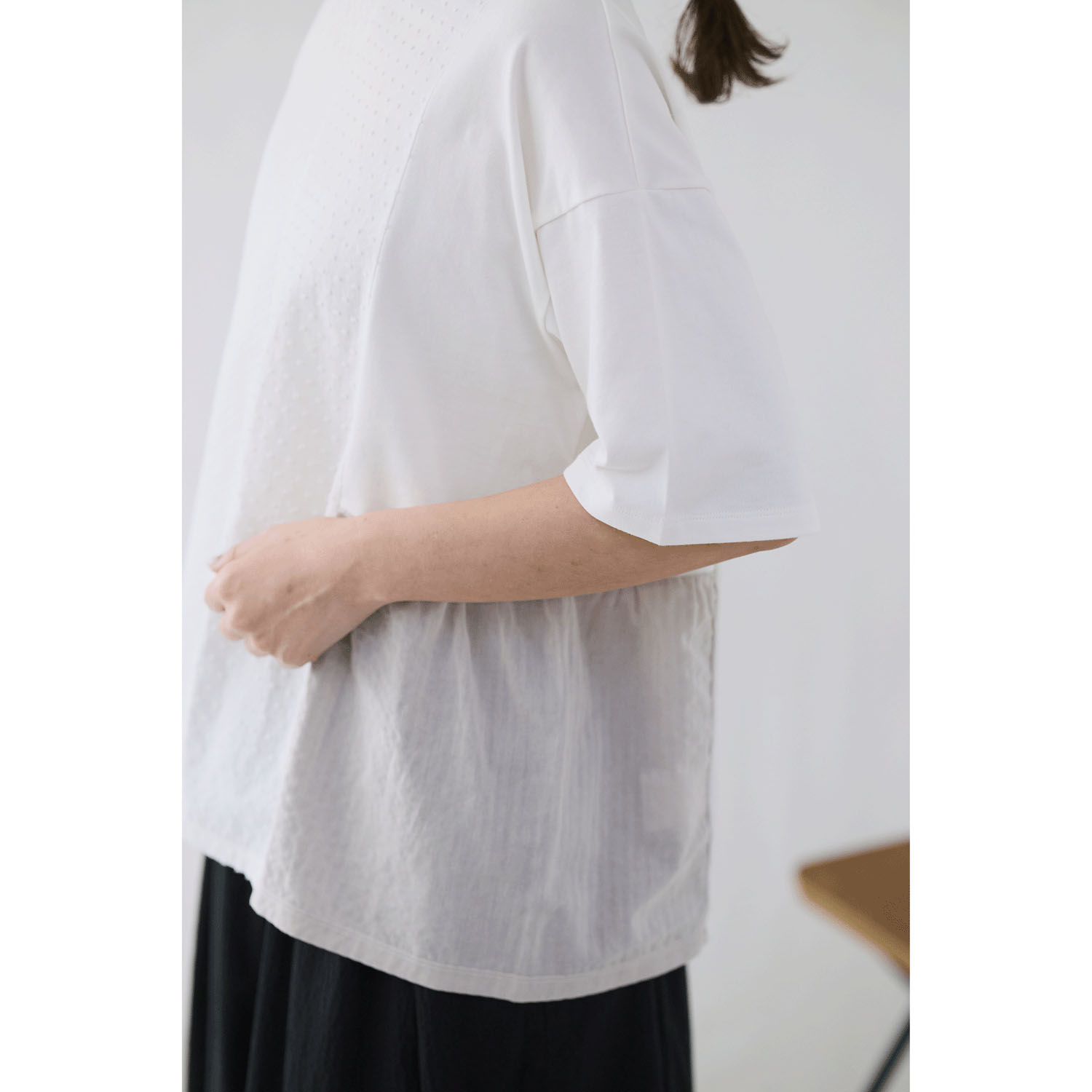 cloudnine ノンノ パッチワーク切替五分袖カットソー - 画像12