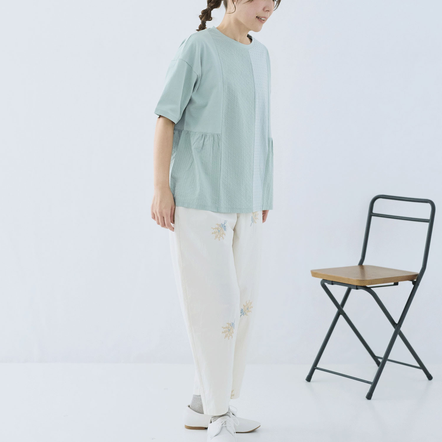 cloudnine ノンノ パッチワーク切替五分袖カットソー - 画像14