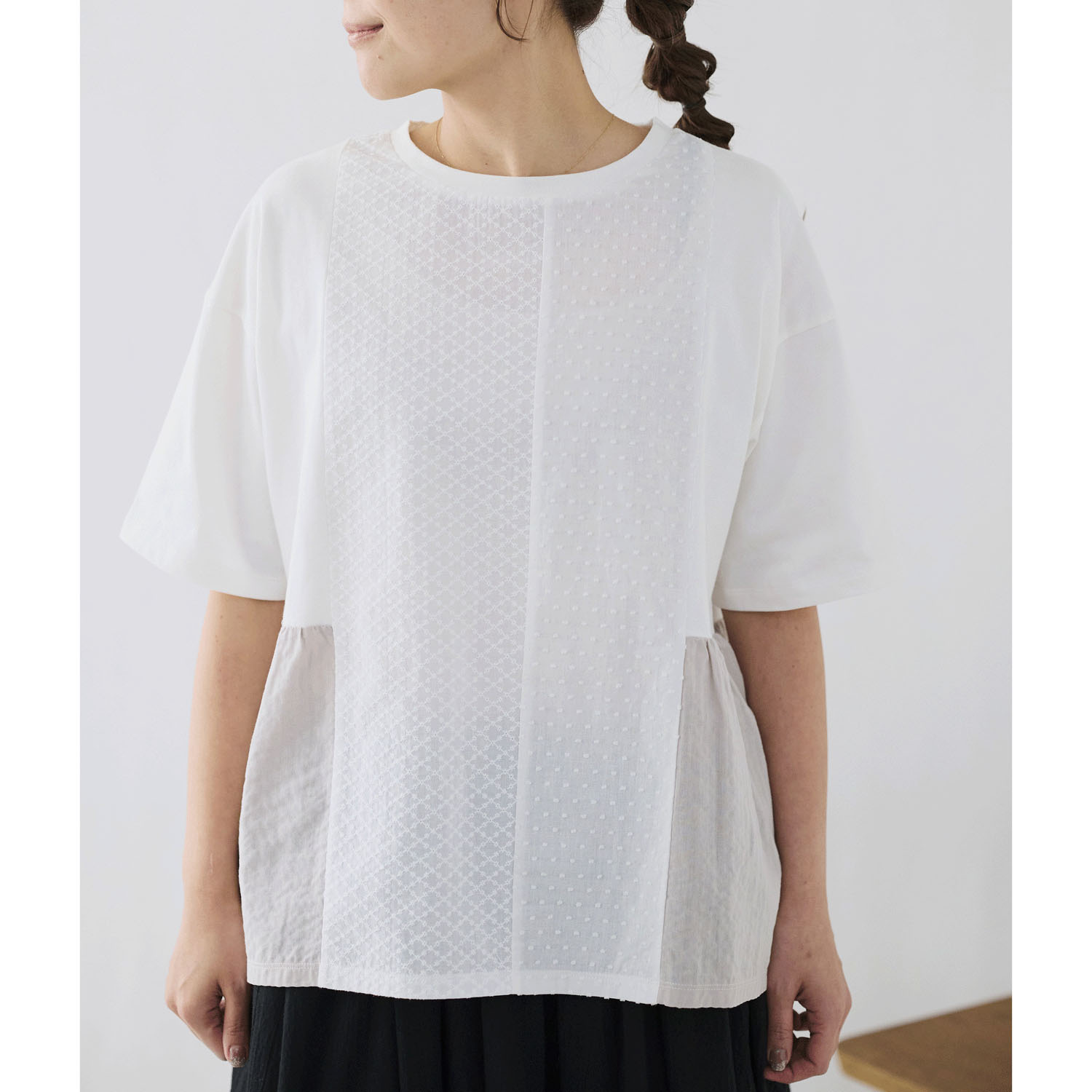 cloudnine ノンノ パッチワーク切替五分袖カットソー - 画像7