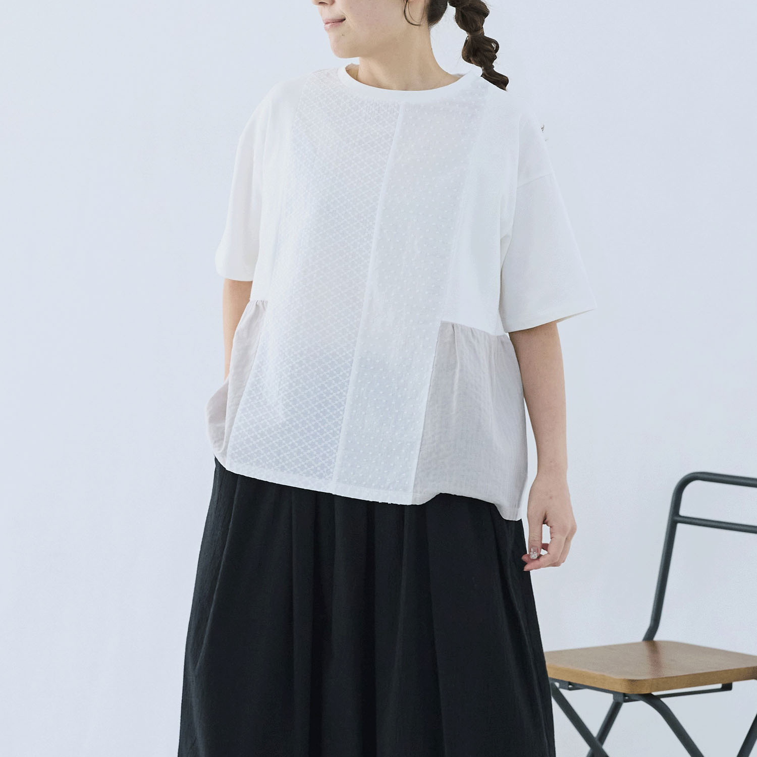 cloudnine ノンノ パッチワーク切替五分袖カットソー - 画像1