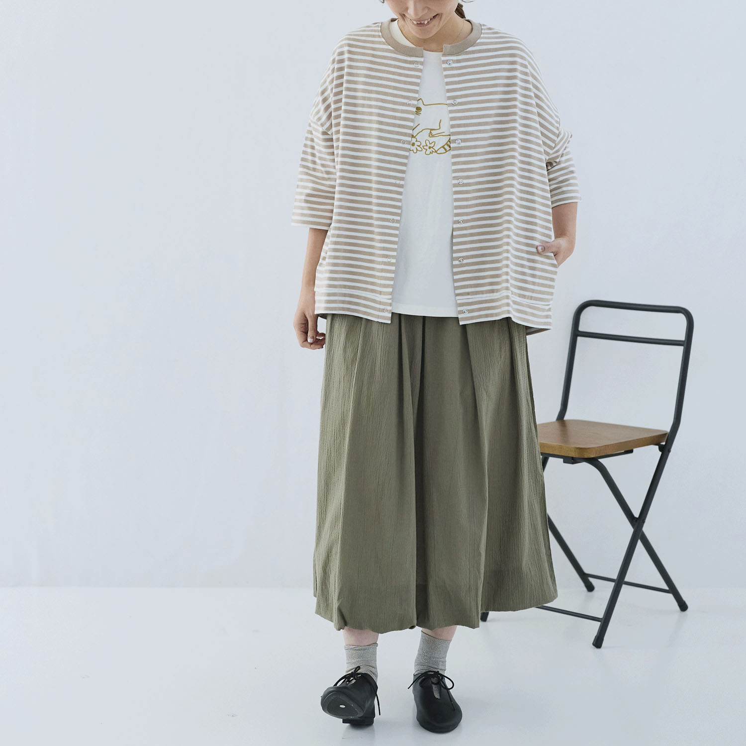 cloudnine ノンノ UV加工 ボーダー6分袖カーディガン - 画像12