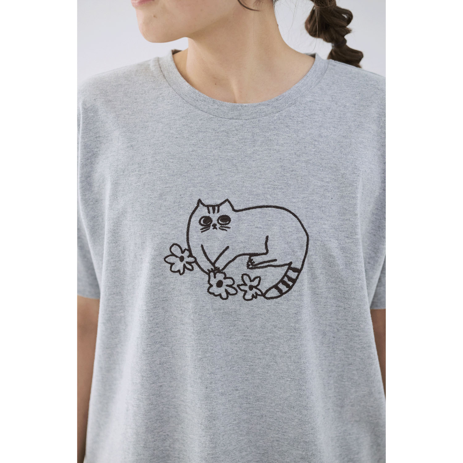 cloudnine ノンノ 猫刺繍半袖カットソー - 画像6