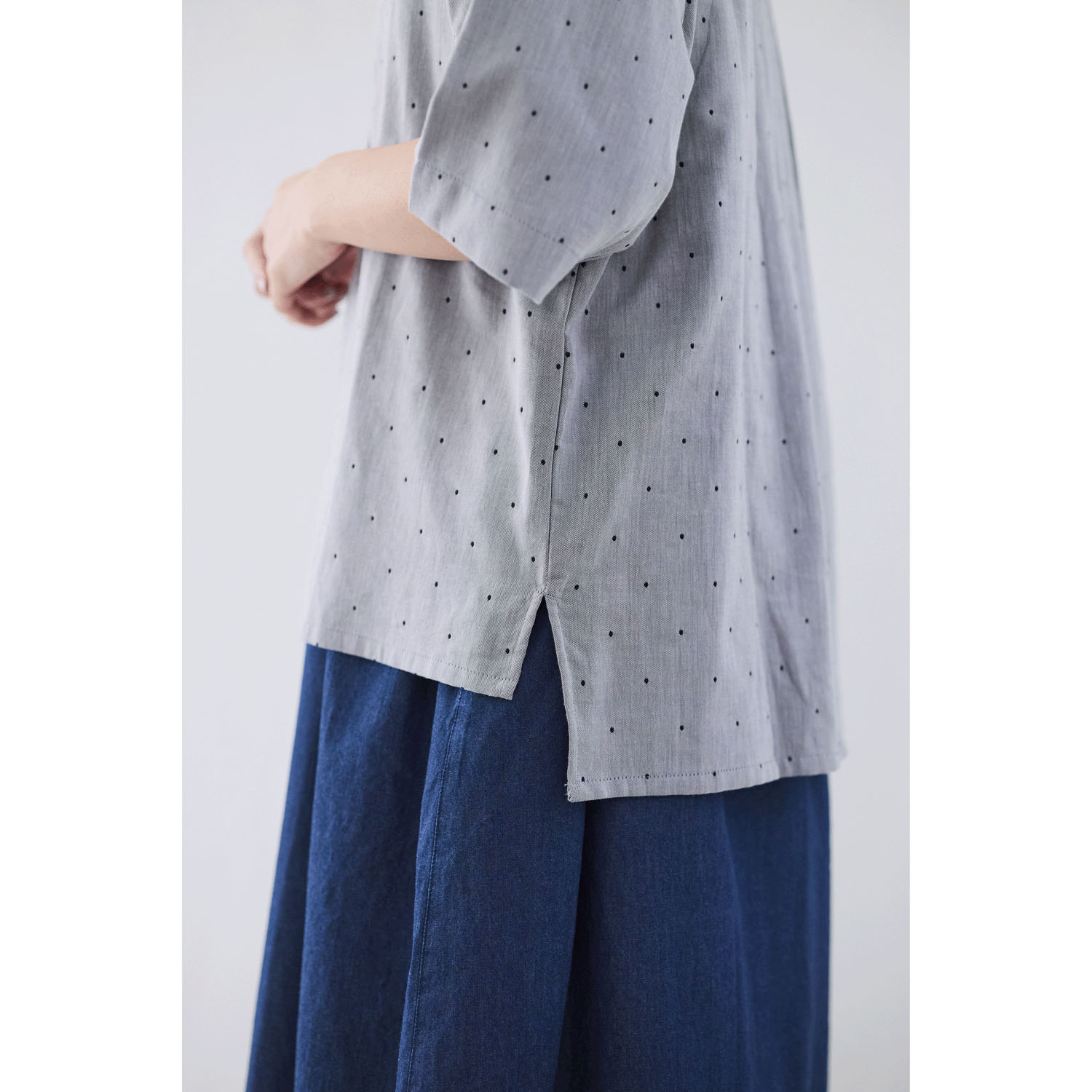 cloudnine ノンノ コットンWガーゼ ドット柄配色ブラウス - 画像5