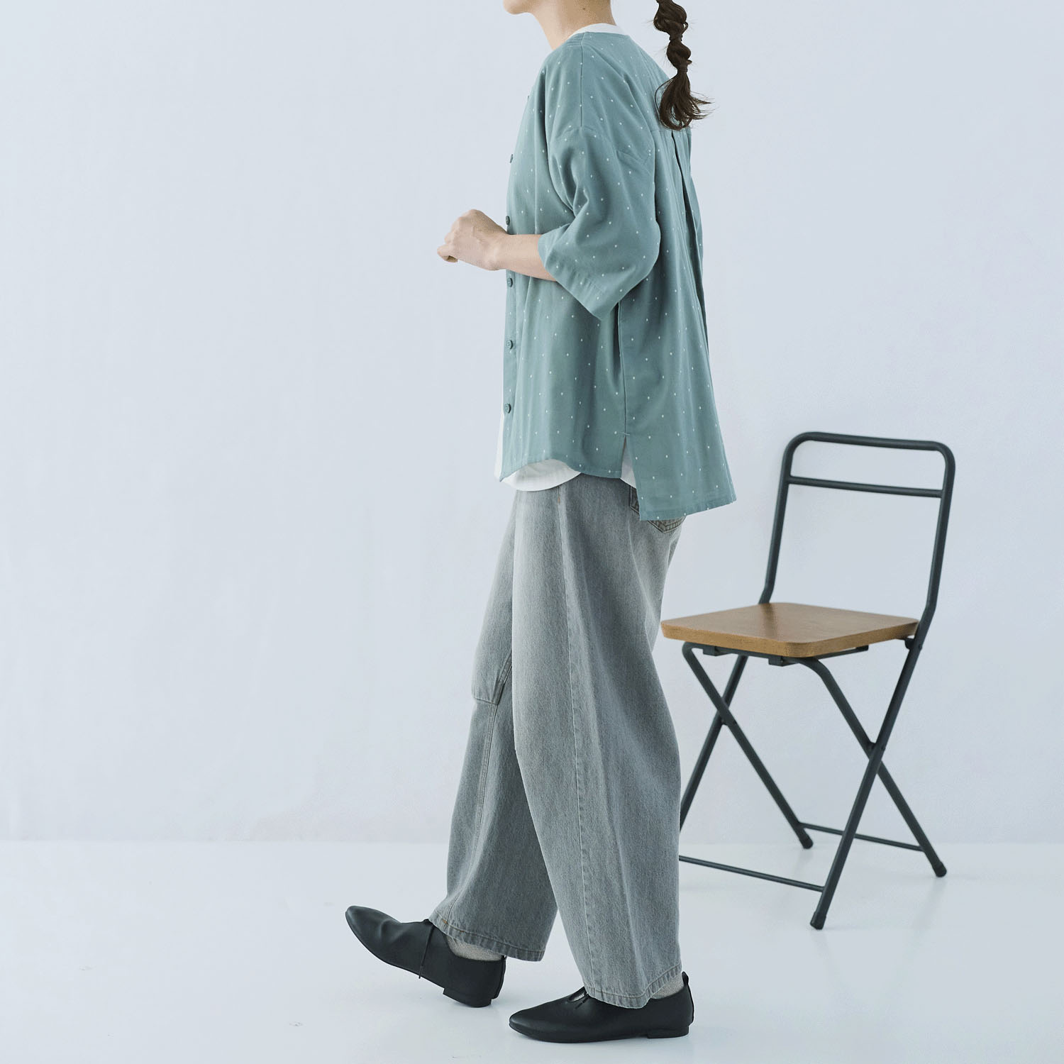 cloudnine ノンノ コットンWガーゼ ドット柄配色ブラウス - 画像8