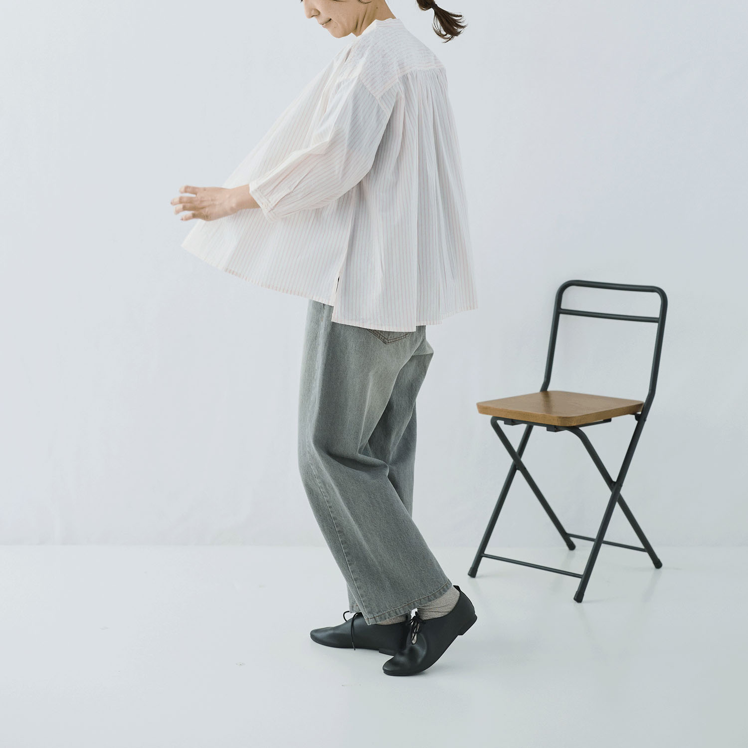 cloudnine ノンノ 先染めコットン柄 ヨーク刺繍ブラウス - 画像2