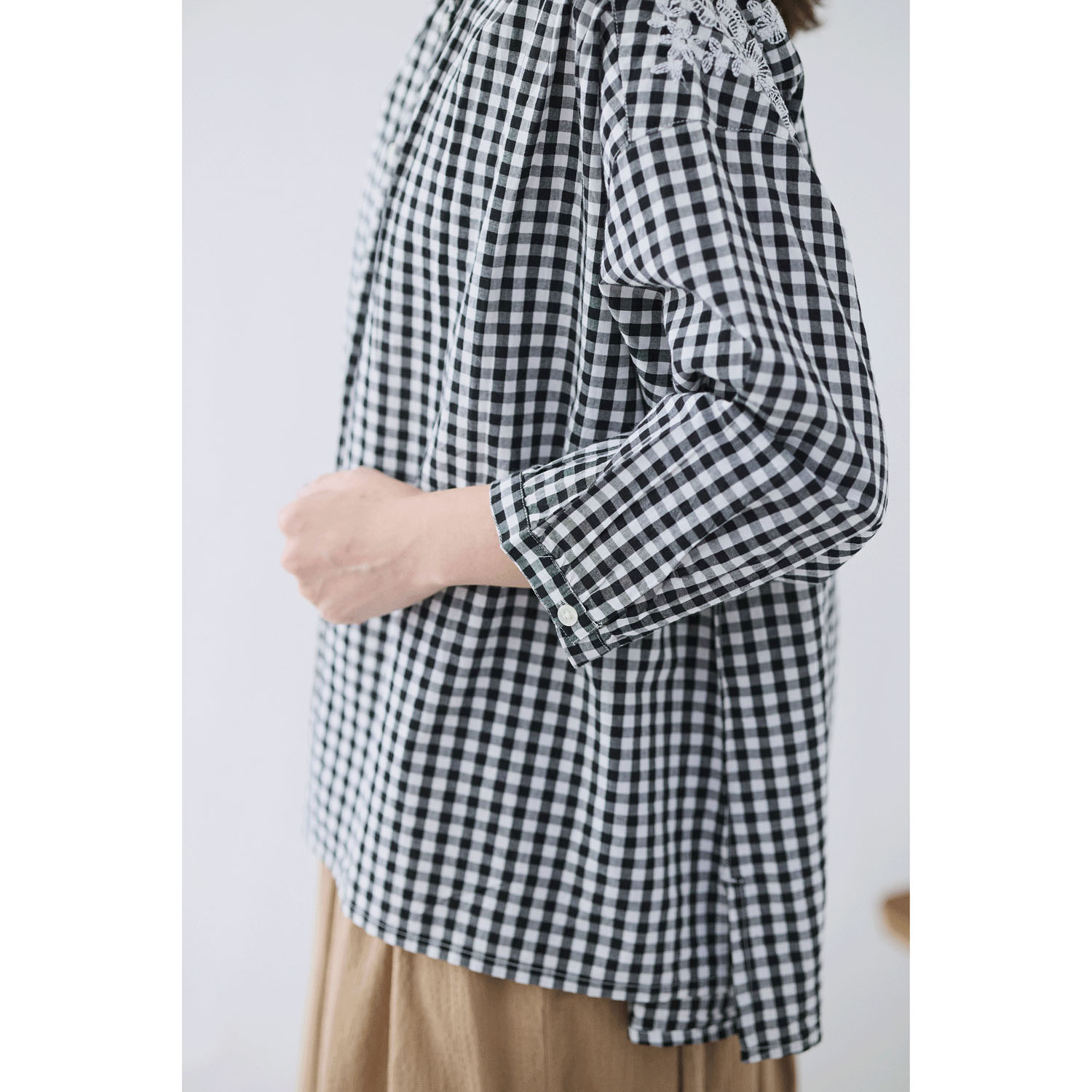 cloudnine ノンノ 先染めコットン柄 ヨーク刺繍ブラウス - 画像14