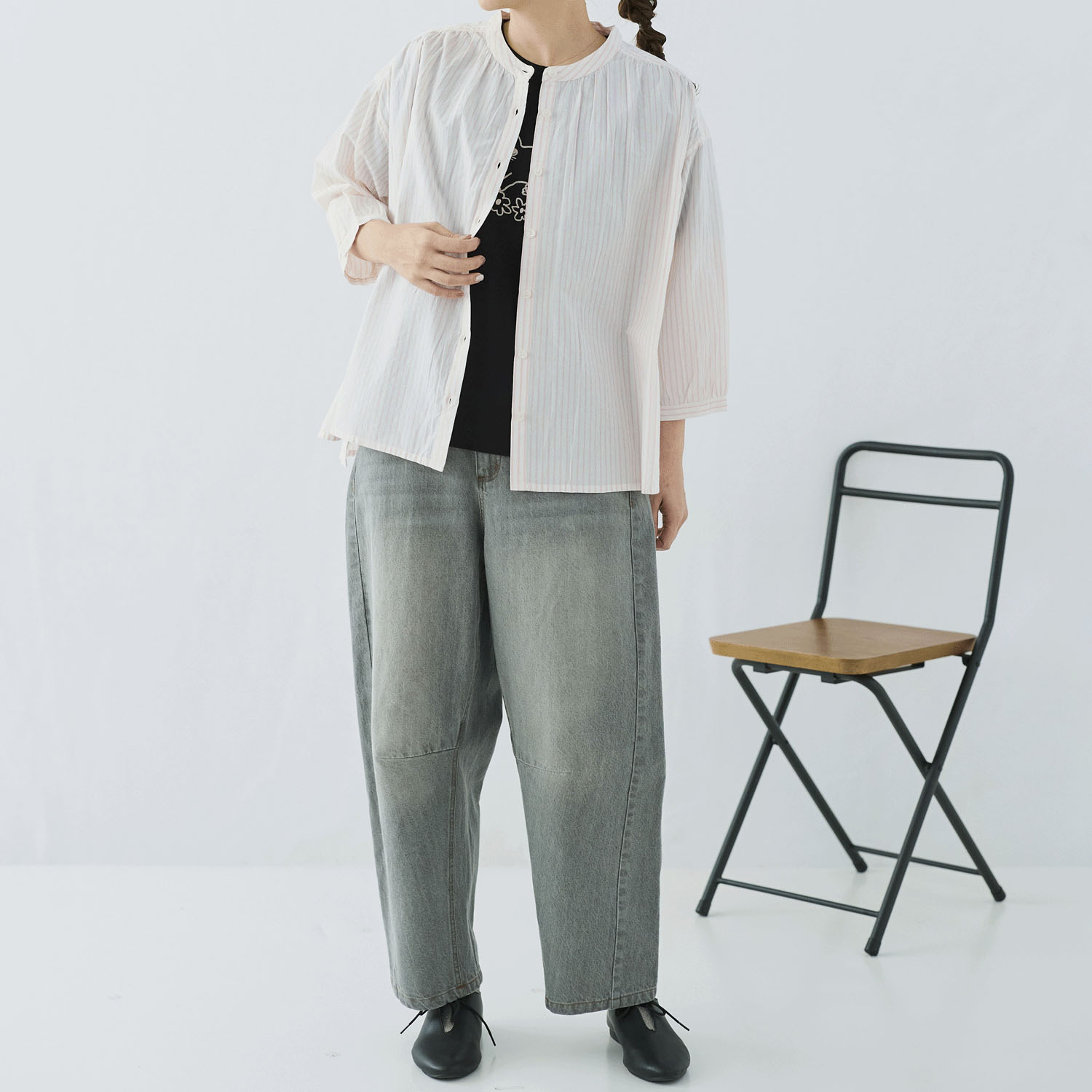 cloudnine ノンノ 先染めコットン柄 ヨーク刺繍ブラウス - 画像1