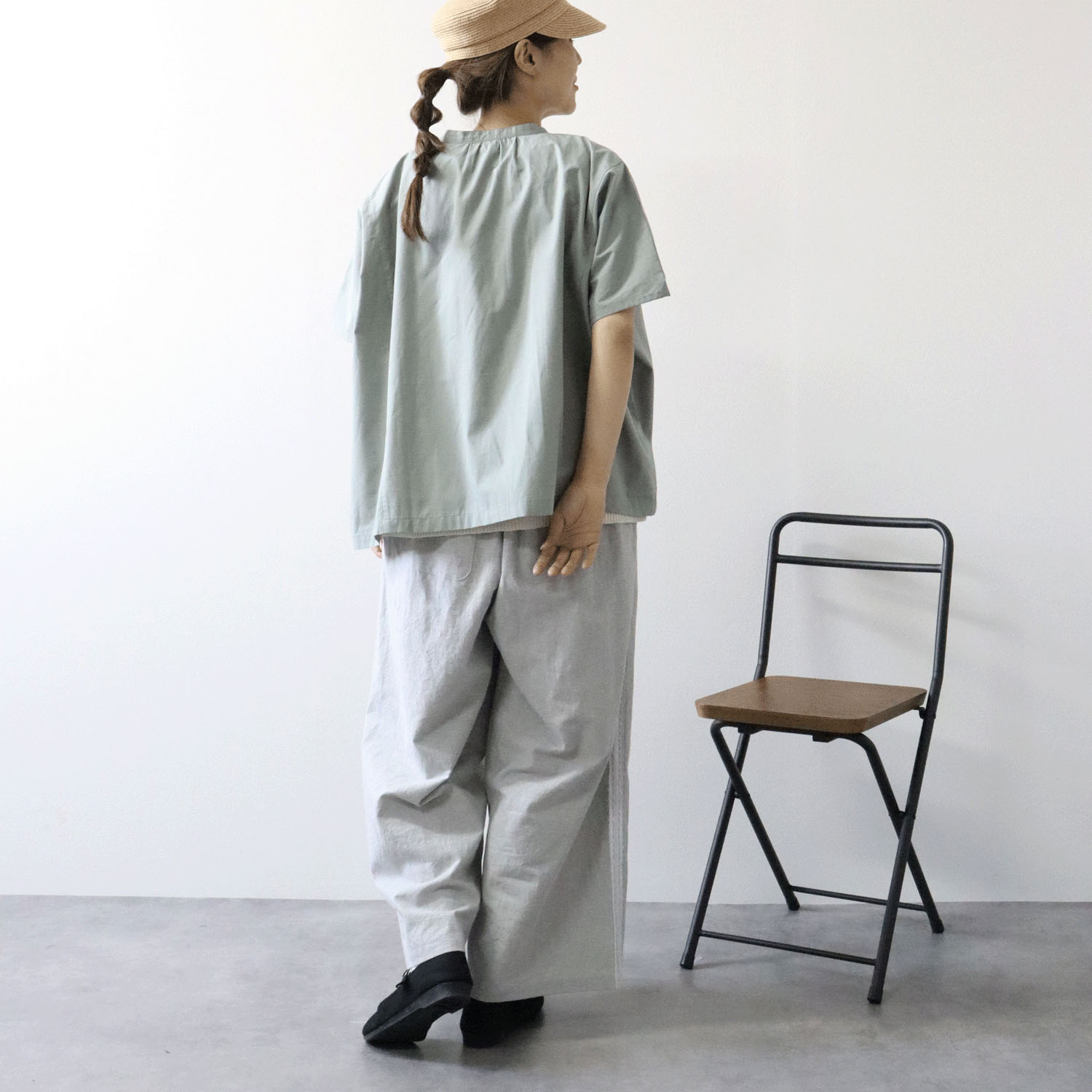 cloudnine ノンノ 3．5ozカラーデニム前立てフリルブラウス - 画像7