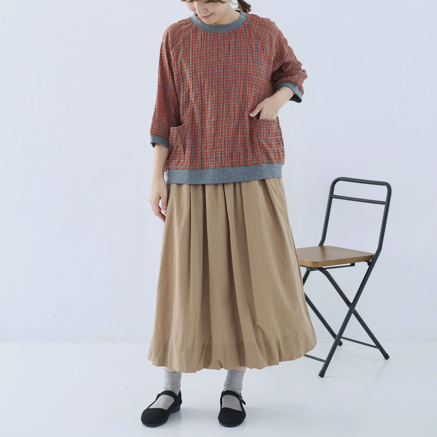 cloudnine ノンノ  チェック柄プルオーバーブラウス - 画像5