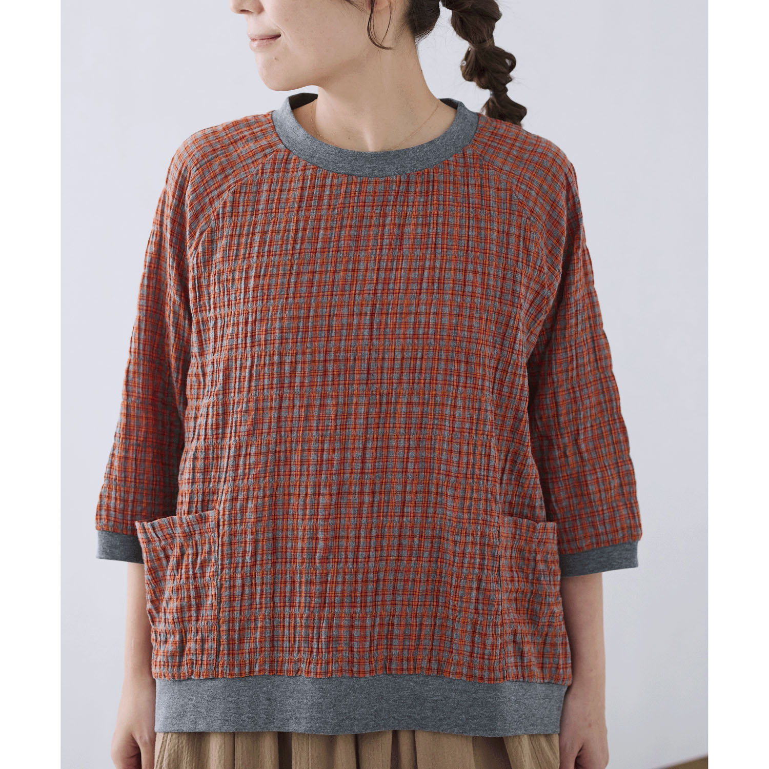 cloudnine ノンノ  チェック柄プルオーバーブラウス - 画像7