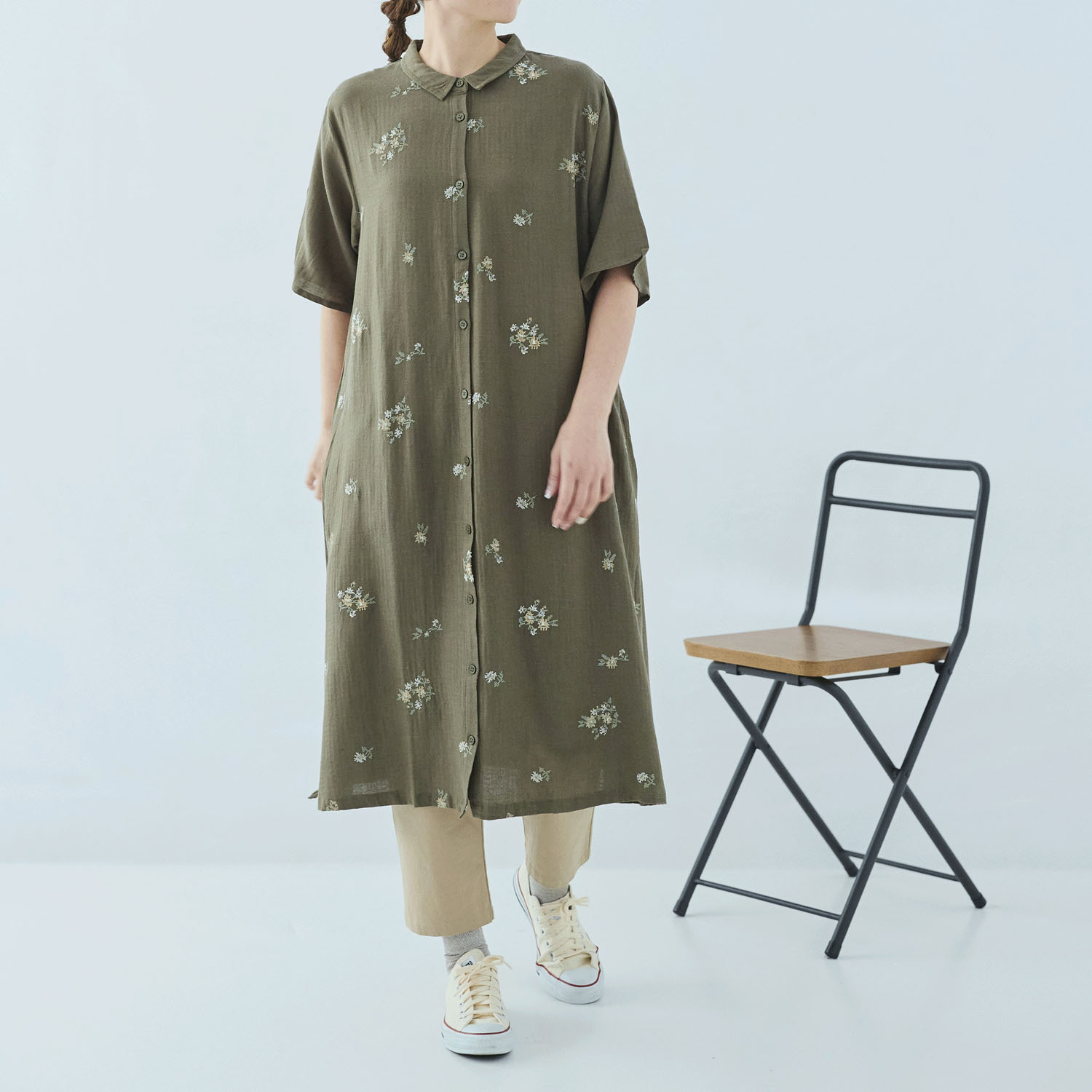 cloudnine ノンノ  花刺繍入りジャカードワンピース - 画像15