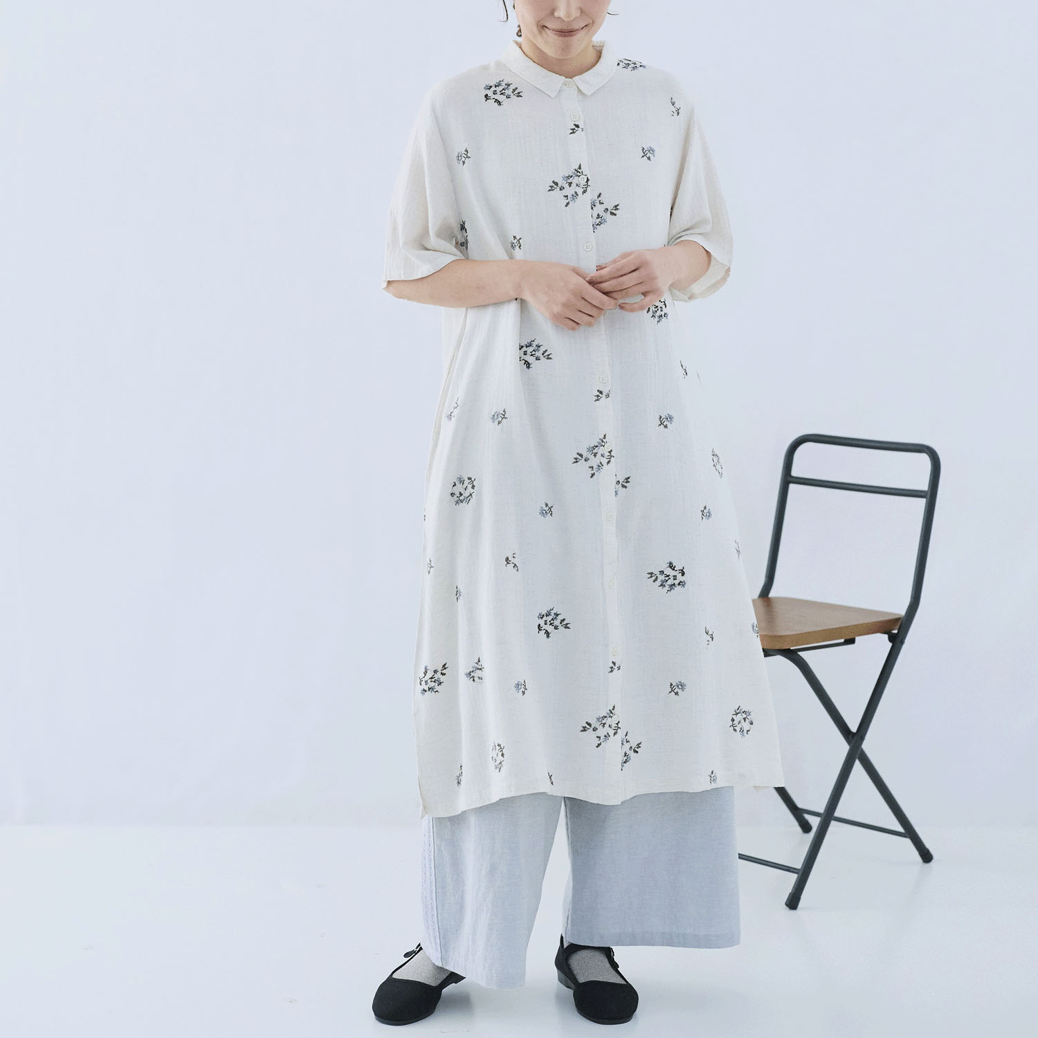 cloudnine ノンノ  花刺繍入りジャカードワンピース