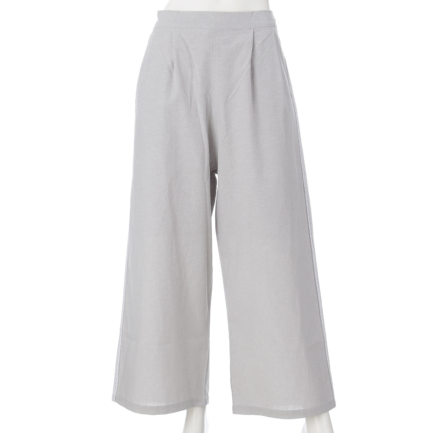 cloudnine ノンノ 先染め綿麻脇レース切替ワイドパンツ - 画像13