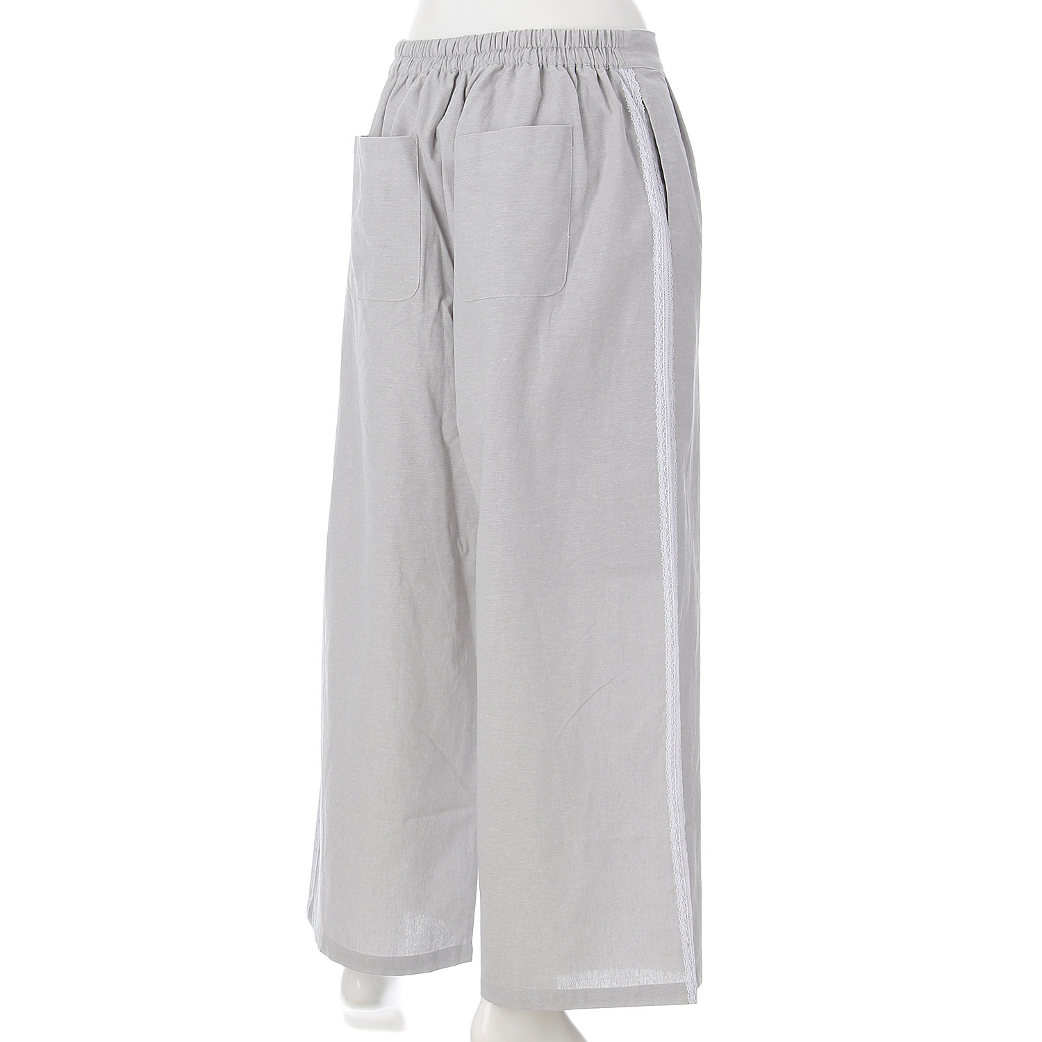 cloudnine ノンノ 先染め綿麻脇レース切替ワイドパンツ - 画像14