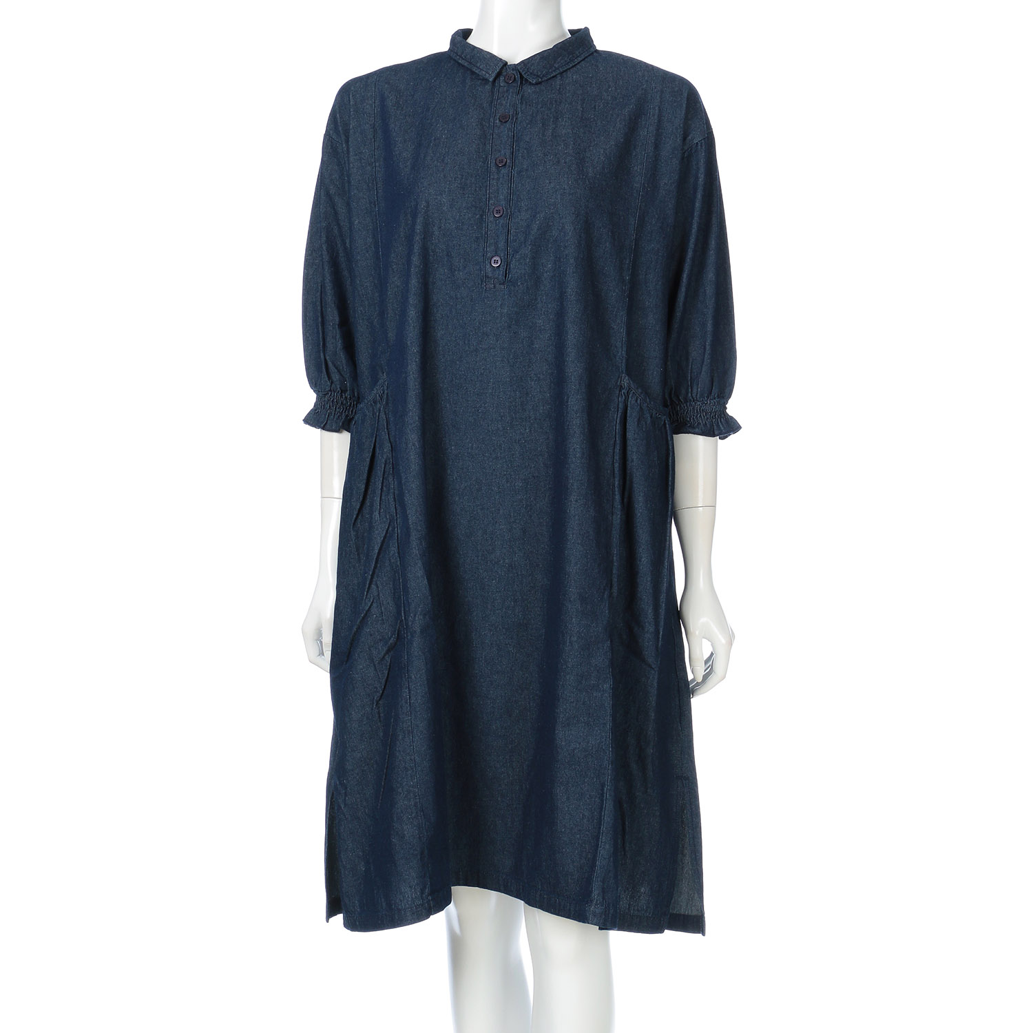 cloudnine 5．2oz布帛デニムかっぽう着 ワンピース風かっぽう着 - 画像4