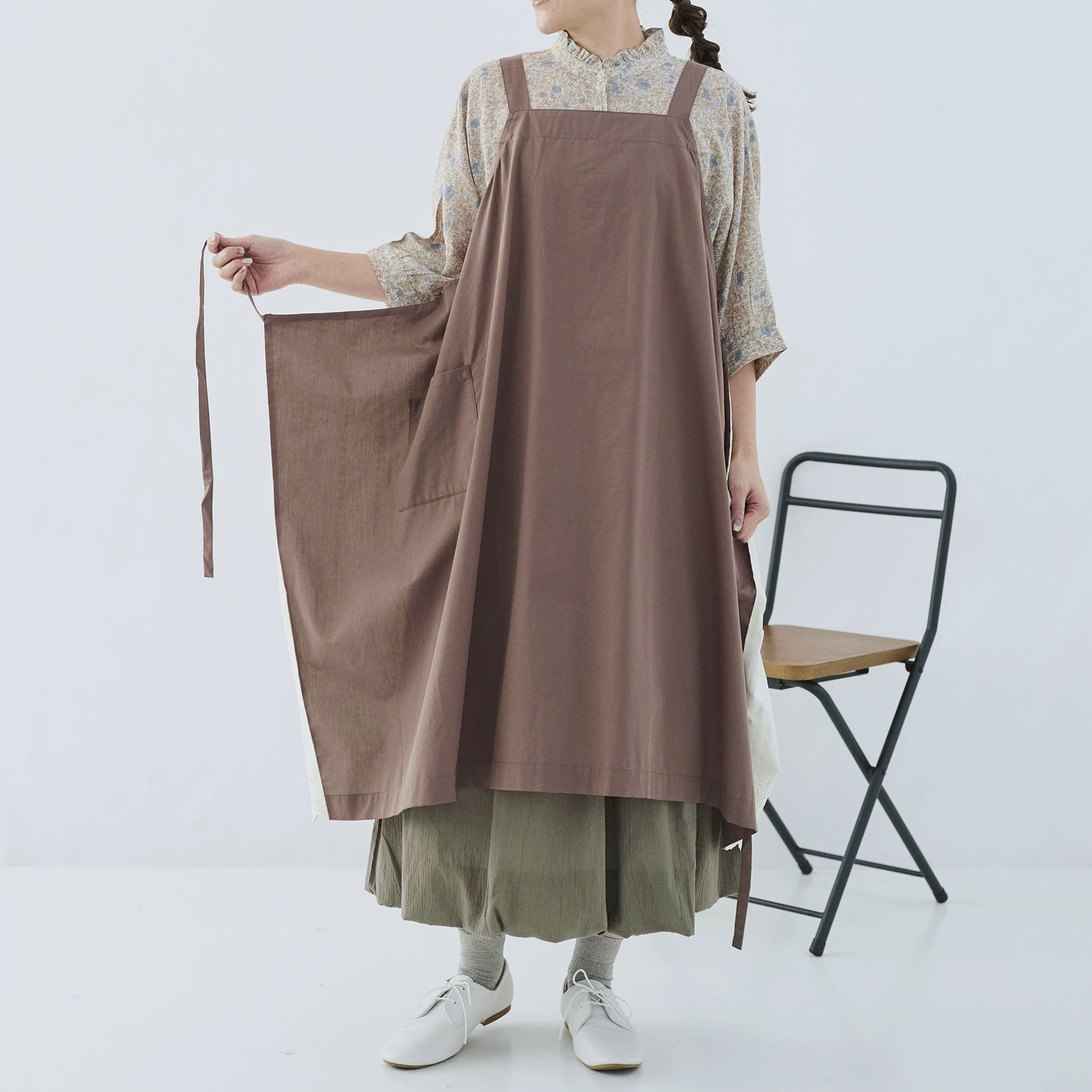 cloudnine コットンブロード柄アソート×綿布帛レース4WAYタブリエエプロン - 画像4