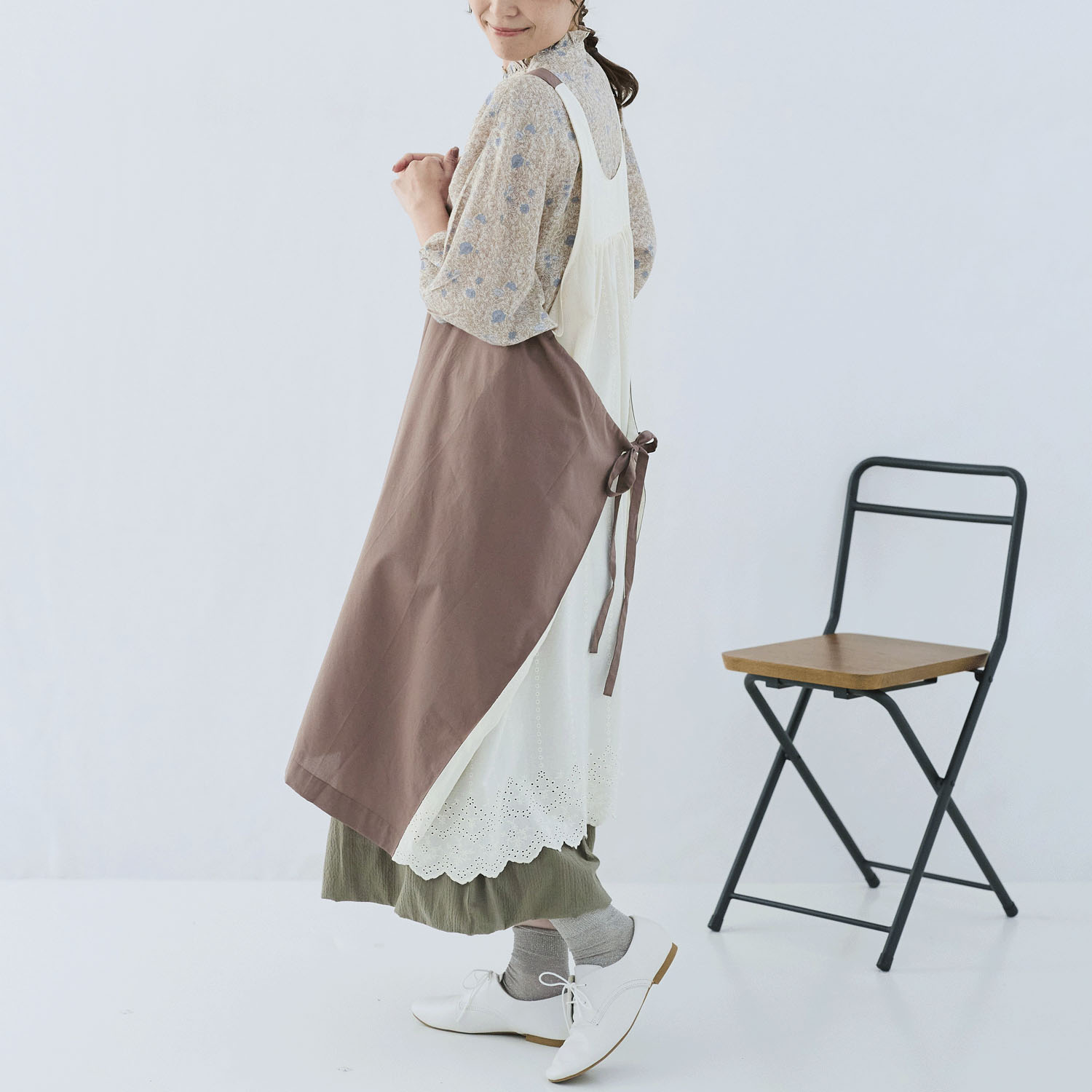cloudnine コットンブロード柄アソート×綿布帛レース4WAYタブリエエプロン - 画像6