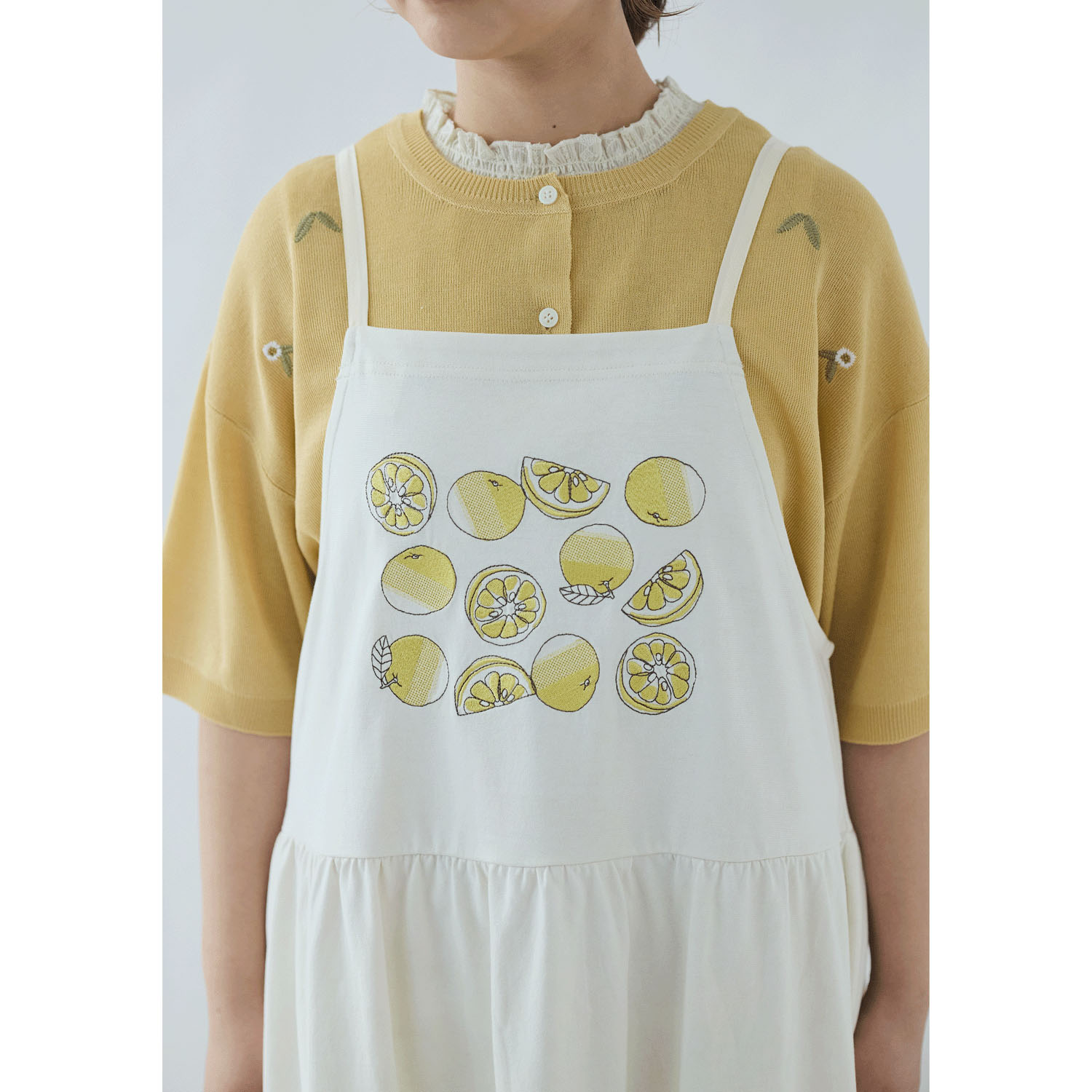 cloudnine 綿天竺 果物刺繍入りワンピースエプロン - 画像11