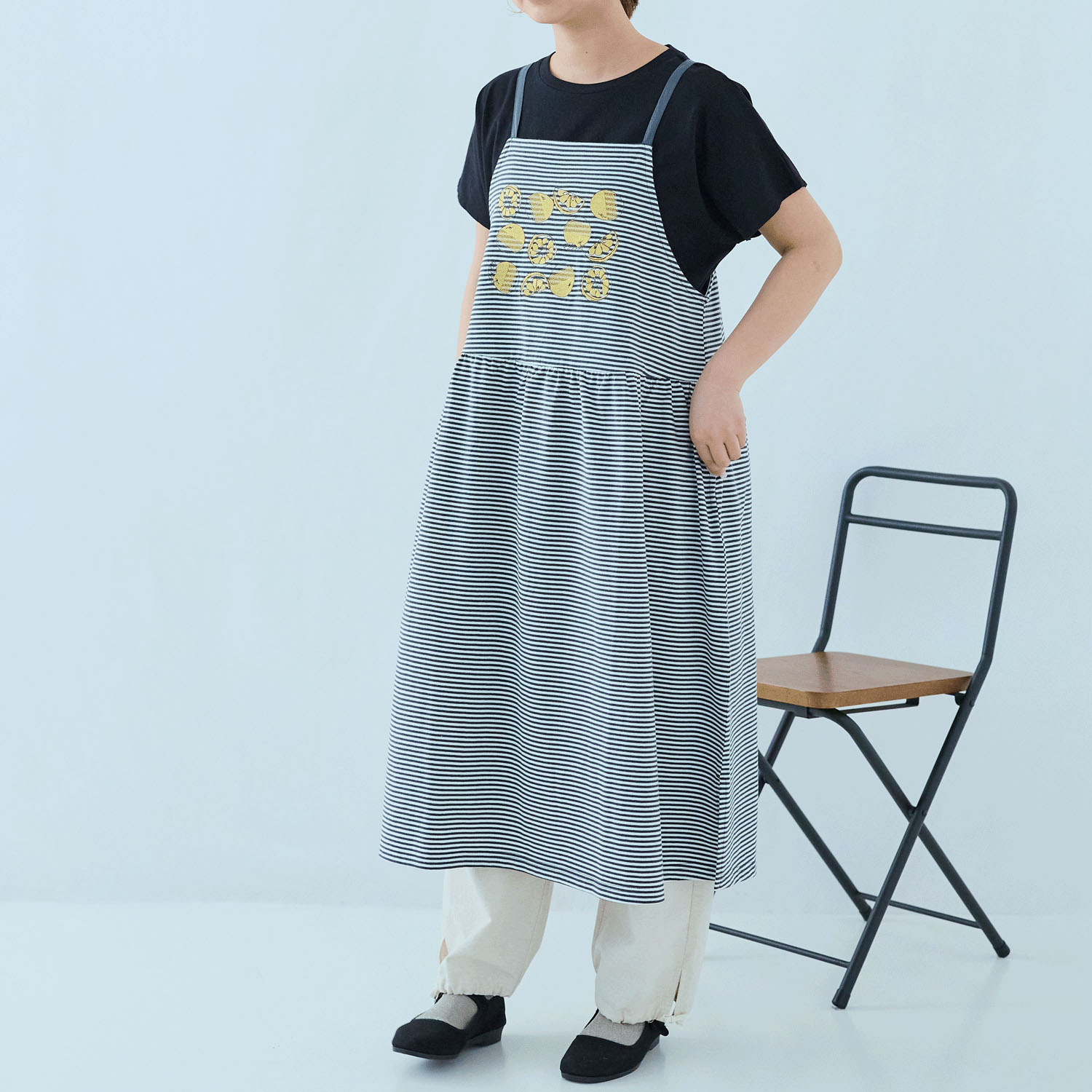 cloudnine 綿天竺 果物刺繍入りワンピースエプロン - 画像3