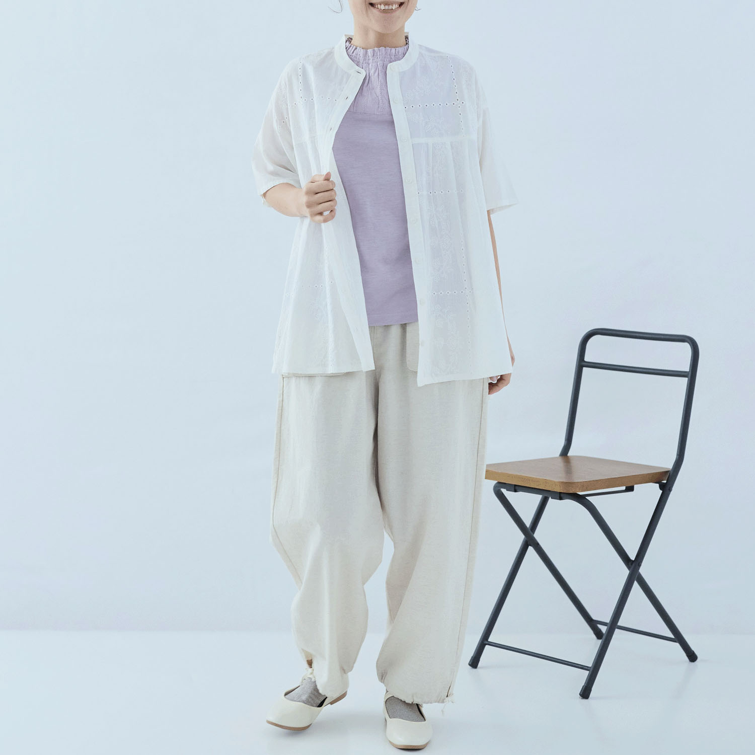 cloudnine 定番SZコットンスラブ天竺×ドビーストライプ刺繍タンクトップ - 画像14