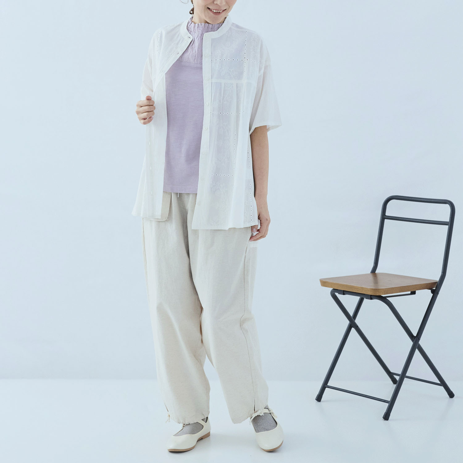 cloudnine 定番SZコットンスラブ天竺×ドビーストライプ刺繍タンクトップ - 画像15