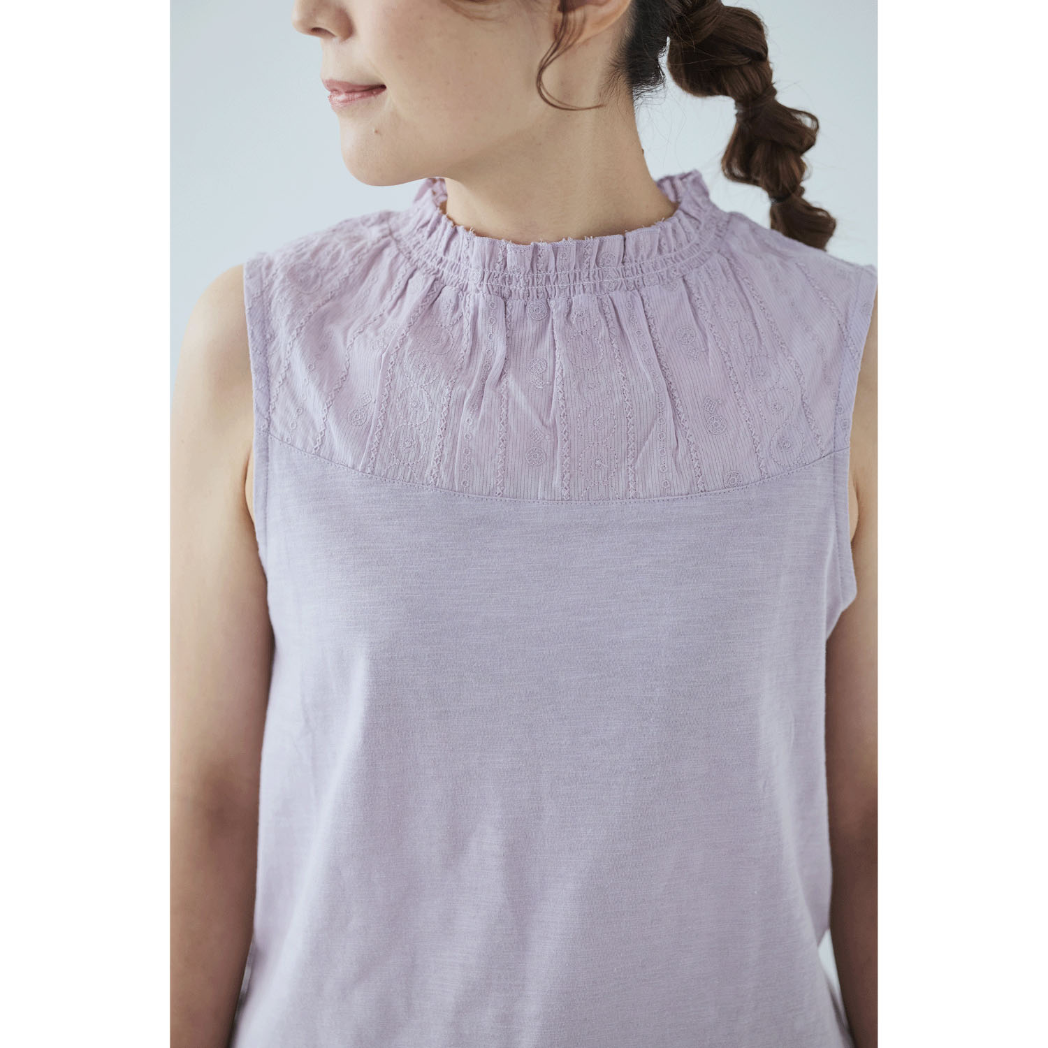 cloudnine 定番SZコットンスラブ天竺×ドビーストライプ刺繍タンクトップ - 画像17