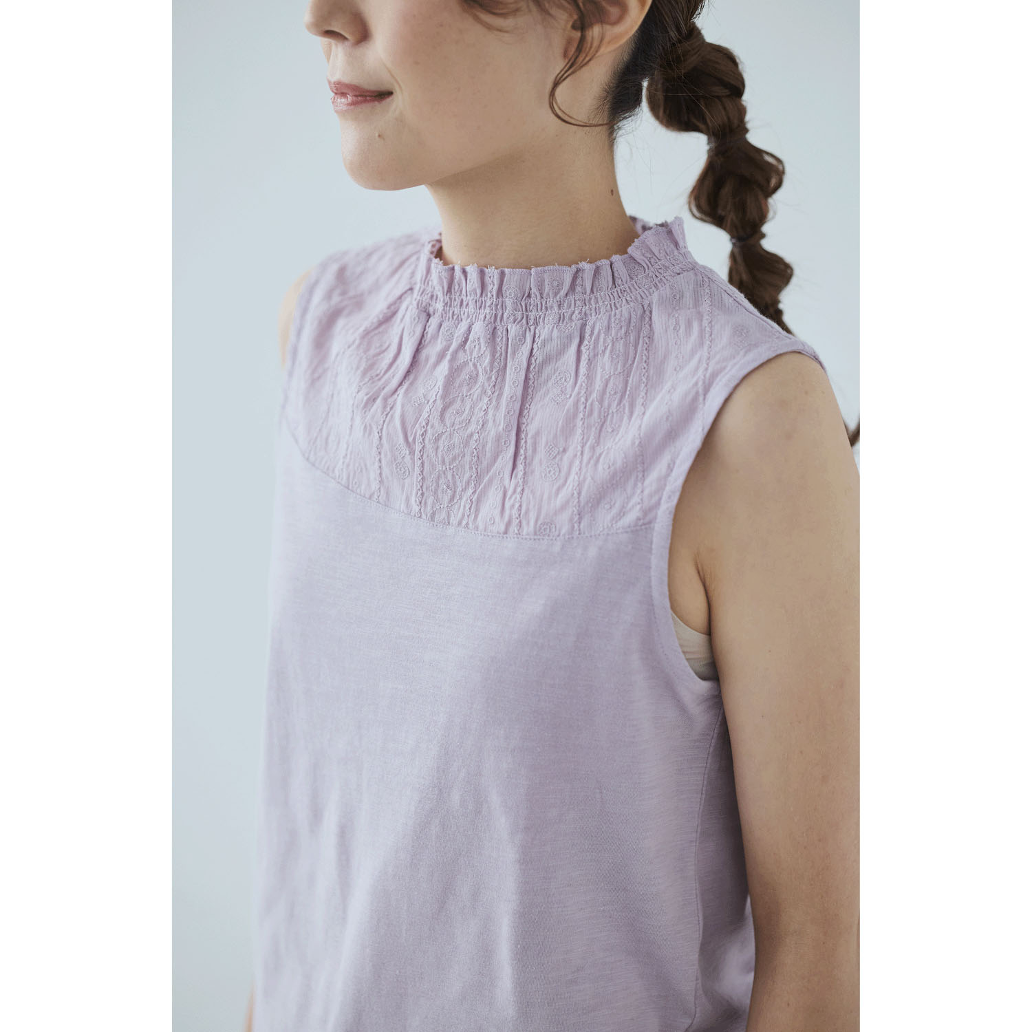 cloudnine 定番SZコットンスラブ天竺×ドビーストライプ刺繍タンクトップ - 画像18