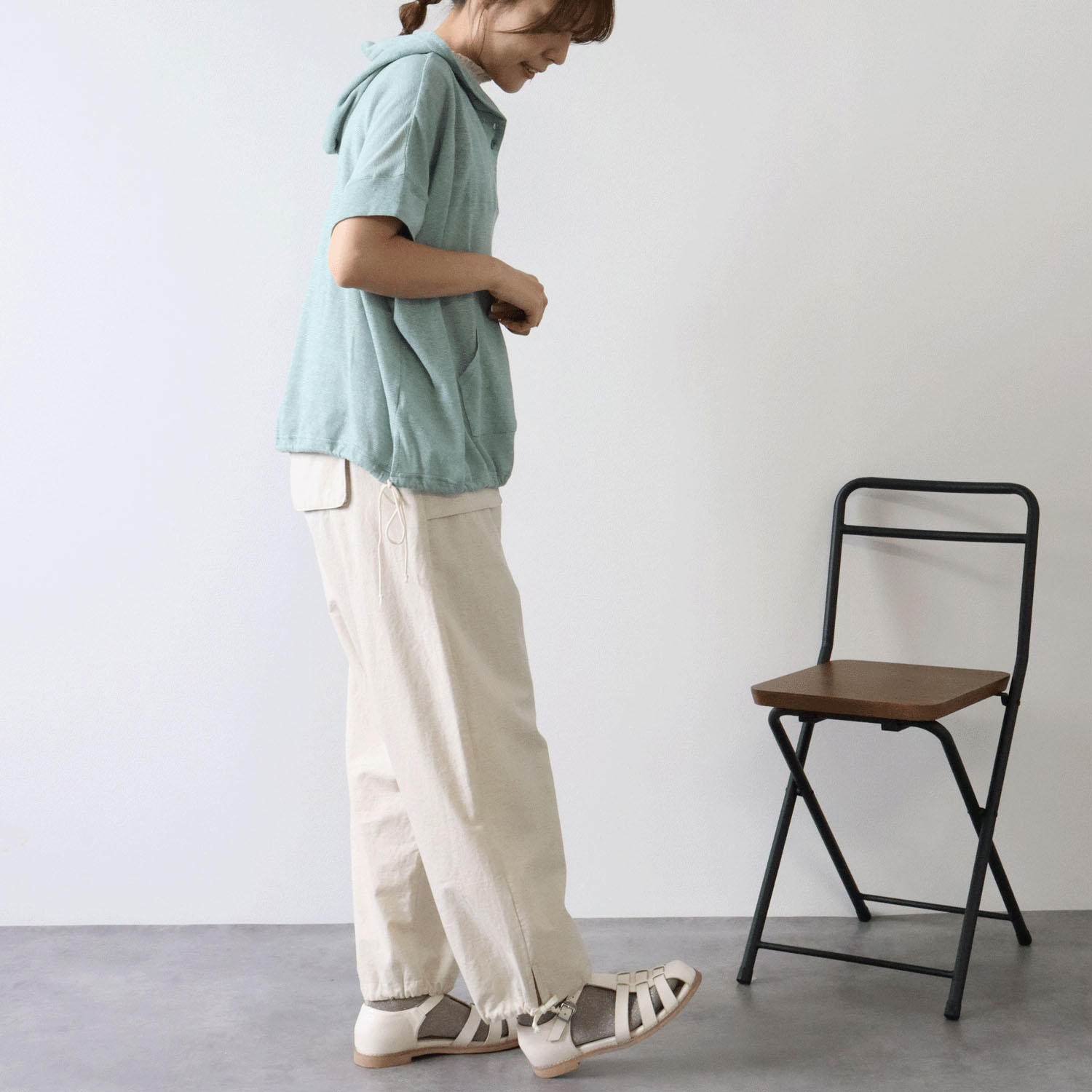 cloudnine SZガーゼ天竺 フード付きドルマン5分袖カットソー - 画像15