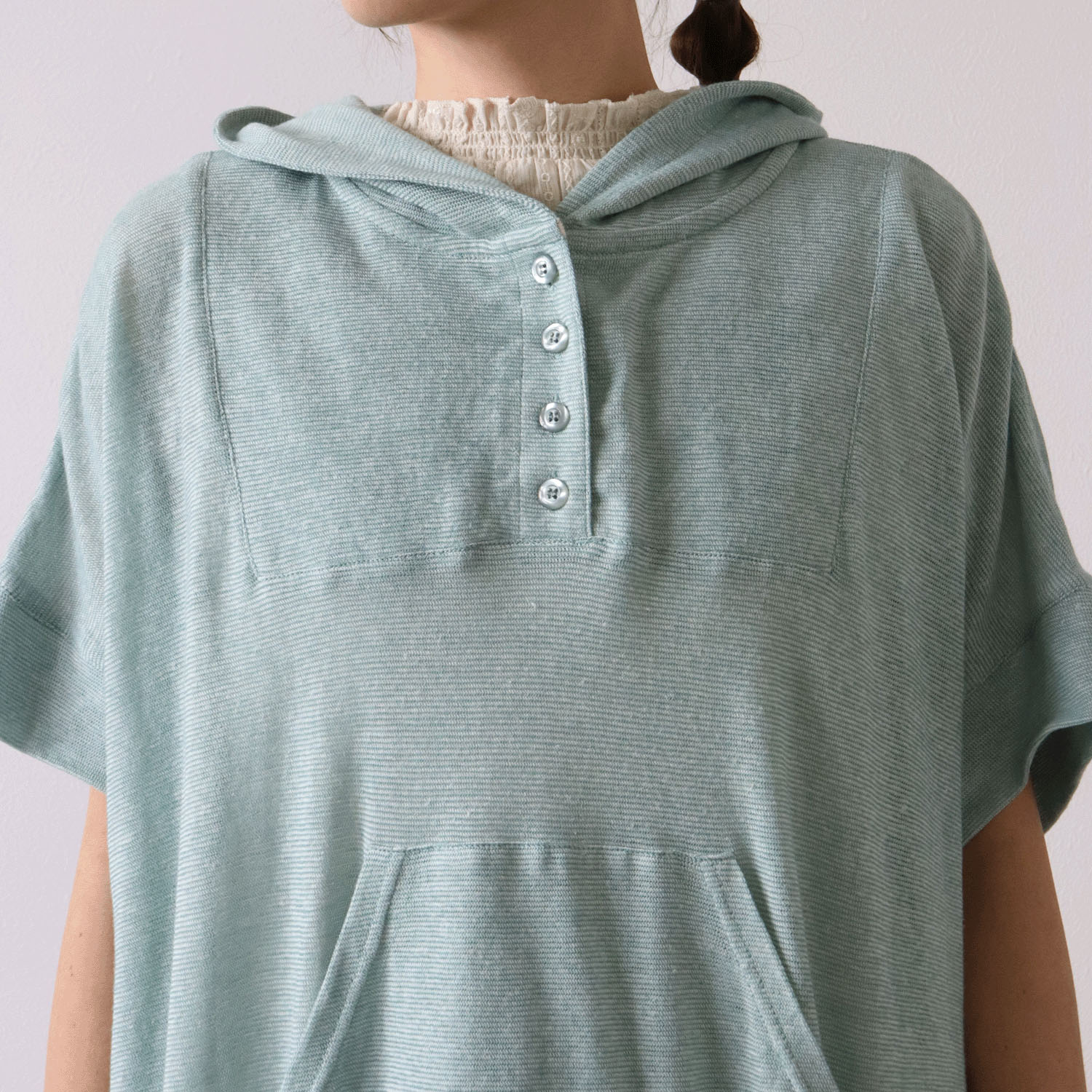 cloudnine SZガーゼ天竺 フード付きドルマン5分袖カットソー - 画像17